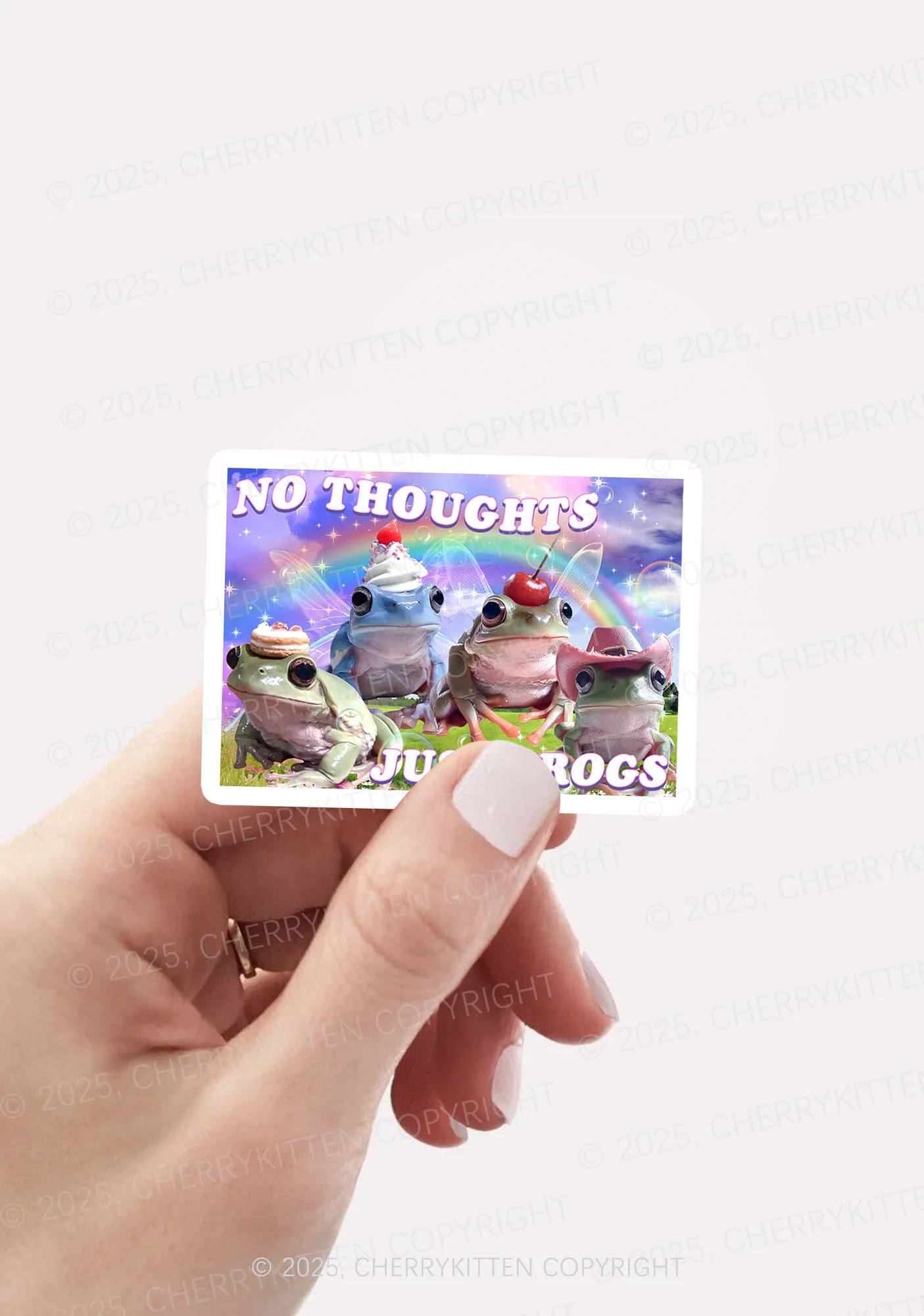 No Thoughts Just Frogs 1Pc Y2K Sticker Cherrykitten - Image 2