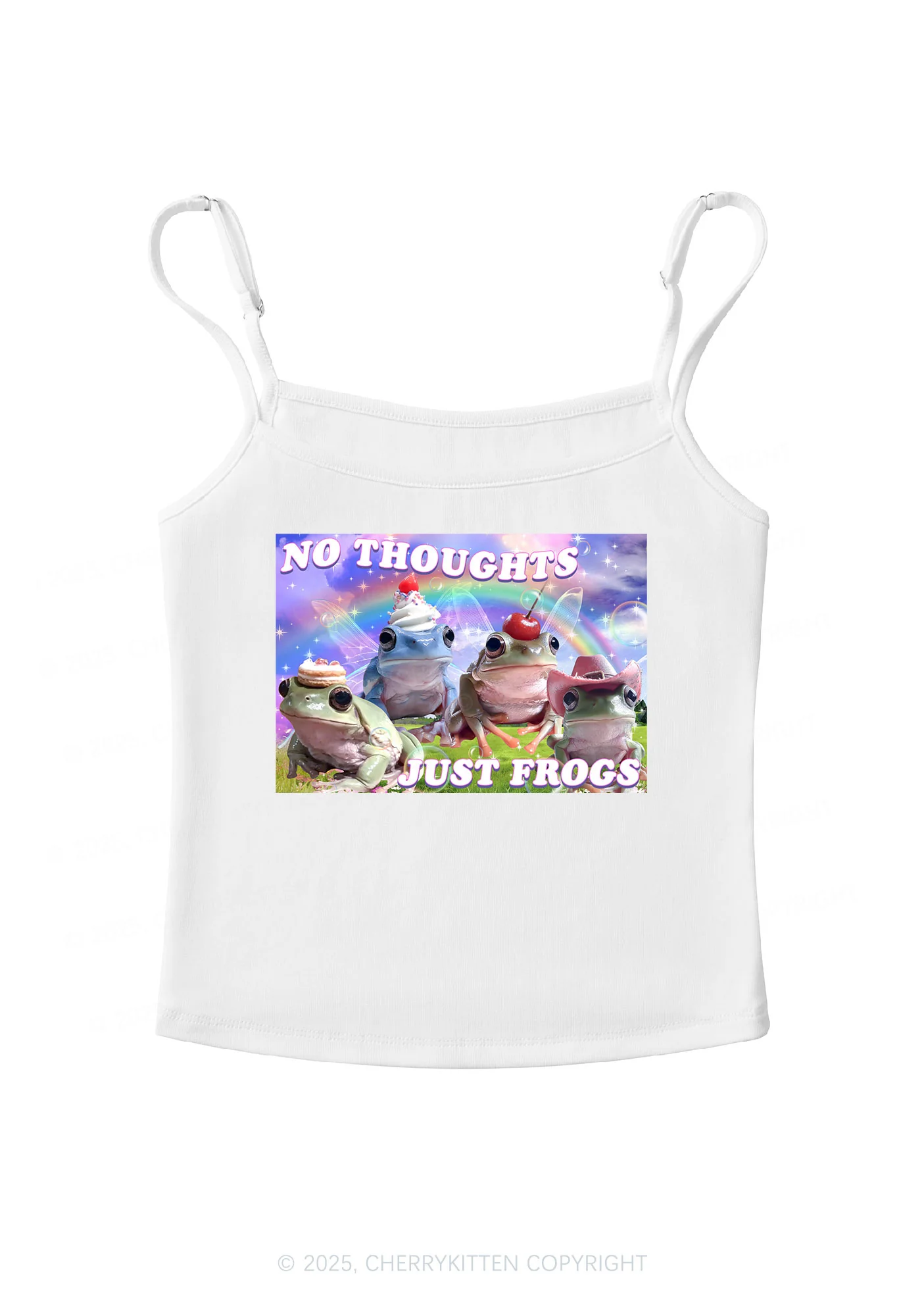 No Thoughts Just Frogs Y2K Spaghetti Strap Cami Cherrykitten - Image 4
