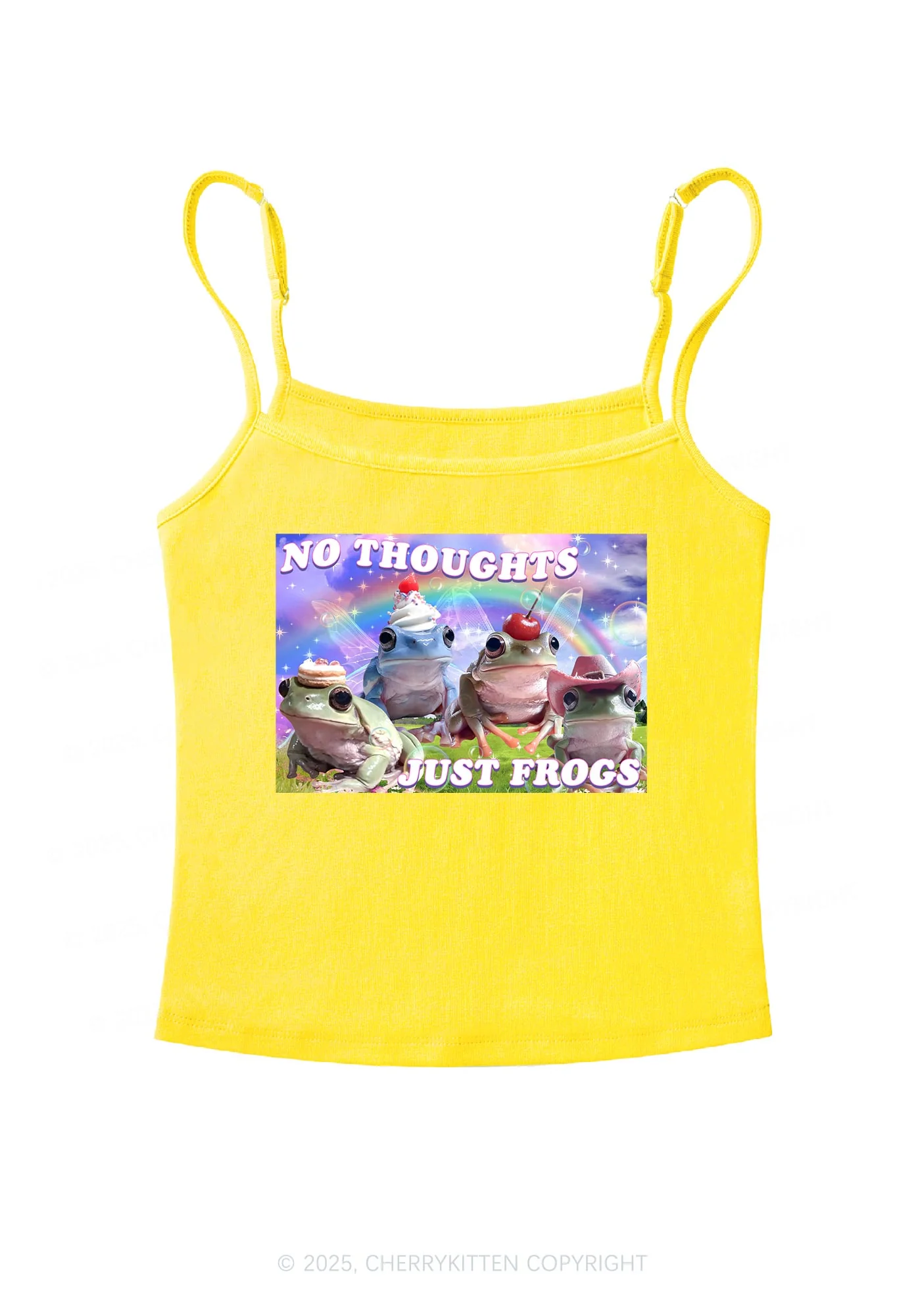 No Thoughts Just Frogs Y2K Spaghetti Strap Cami Cherrykitten - Image 5