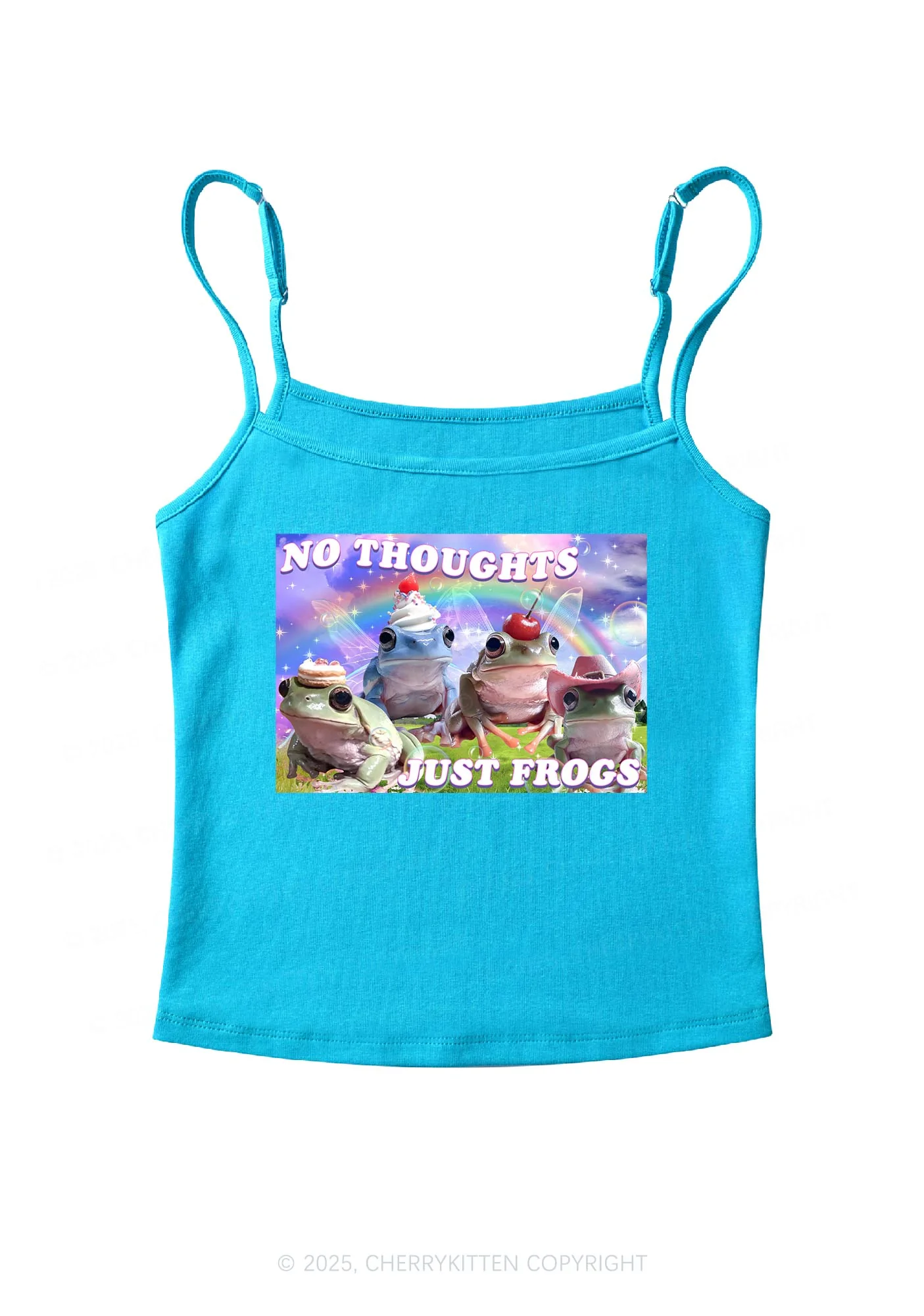 No Thoughts Just Frogs Y2K Spaghetti Strap Cami Cherrykitten - Image 6