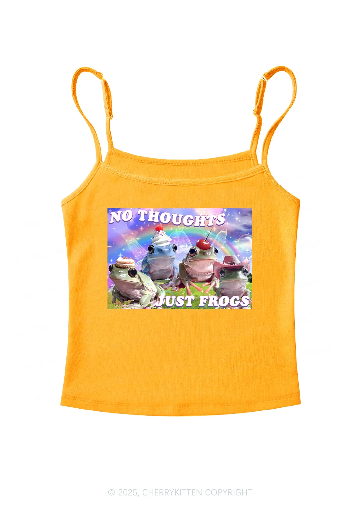 No Thoughts Just Frogs Y2K Spaghetti Strap Cami Cherrykitten - Image 7
