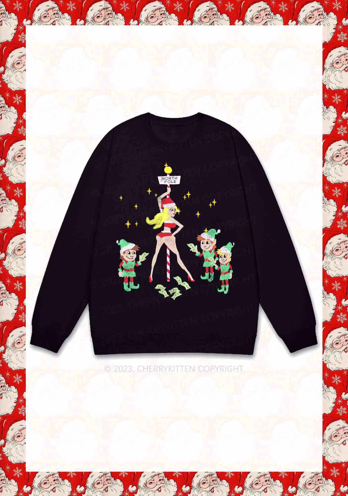 North Pole Dancing Christmas Girl Y2K Sweatshirt Cherrykitten - Image 3