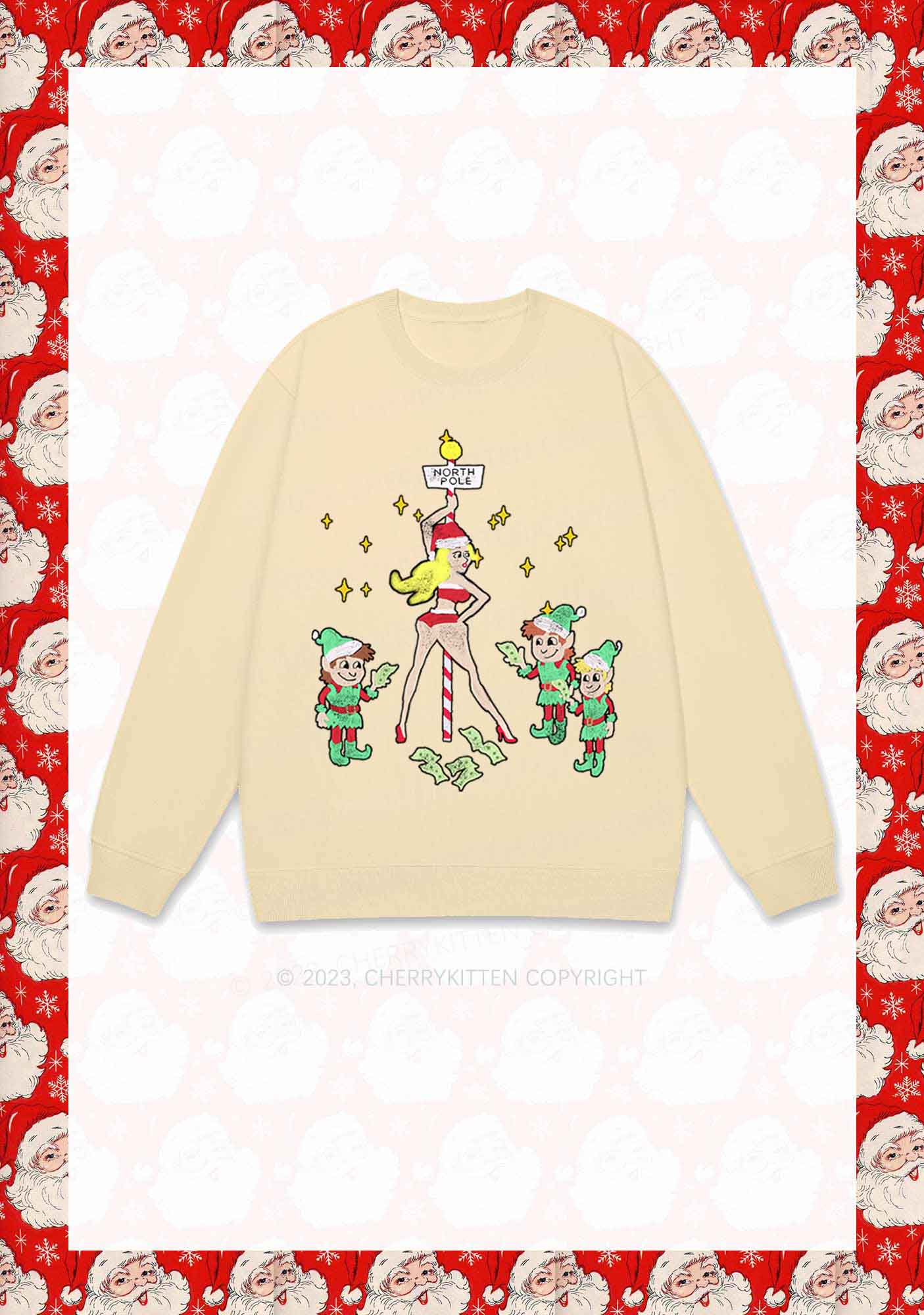 North Pole Dancing Christmas Girl Y2K Sweatshirt Cherrykitten - Image 4