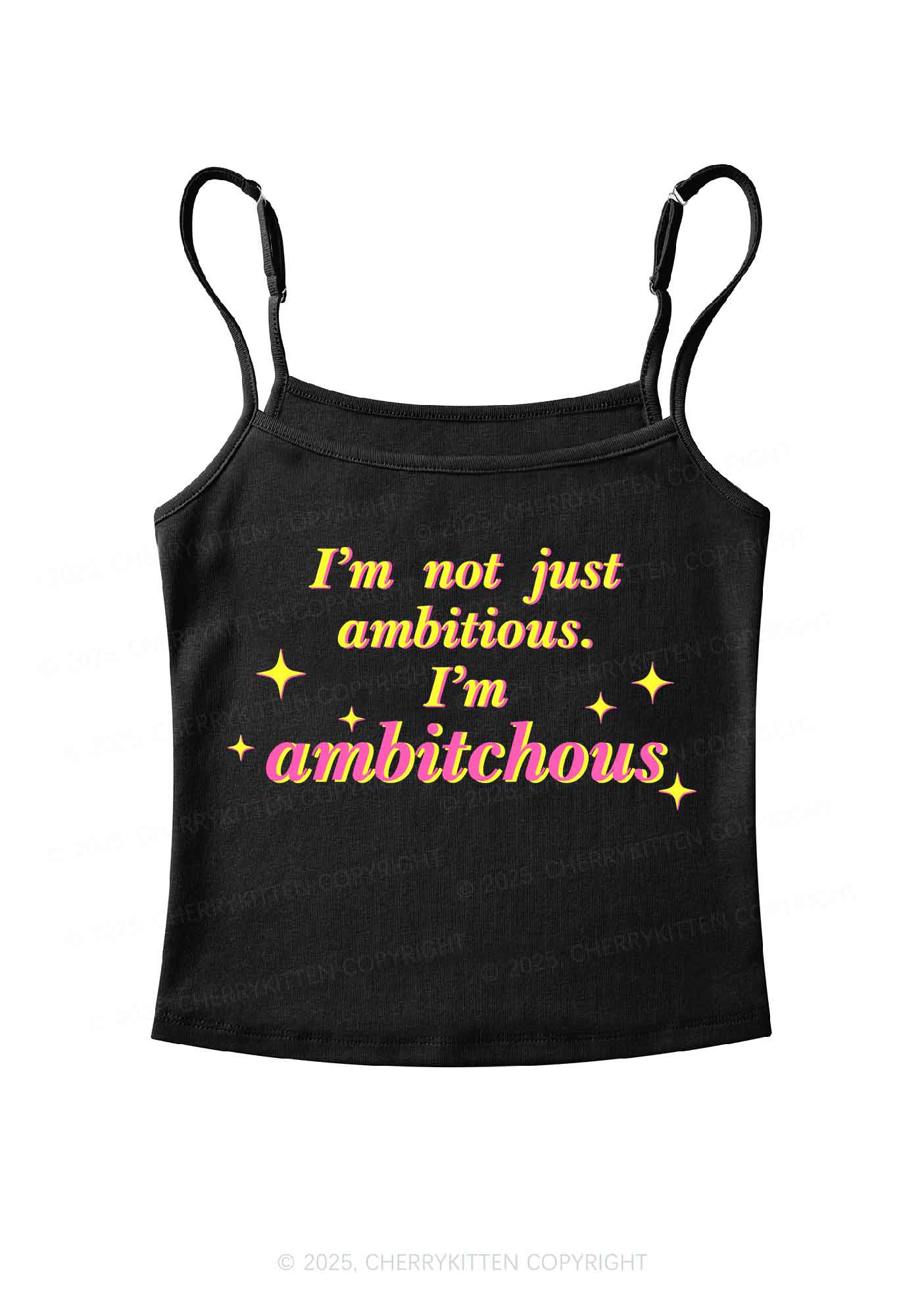 Not Ambitious Im Ambxxchous Y2K Spaghetti Strap Cami Cherrykitten - Image 3
