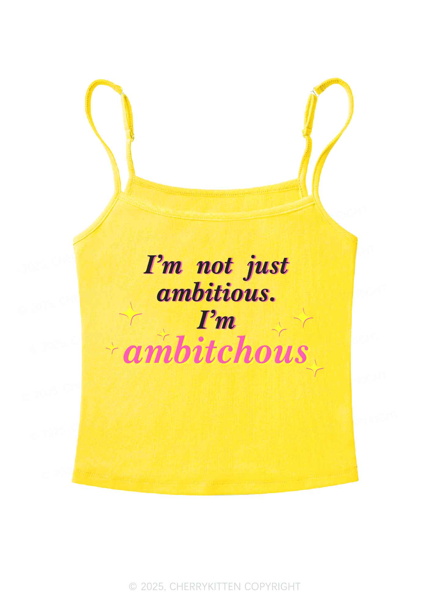 Not Ambitious Im Ambxxchous Y2K Spaghetti Strap Cami Cherrykitten - Image 5