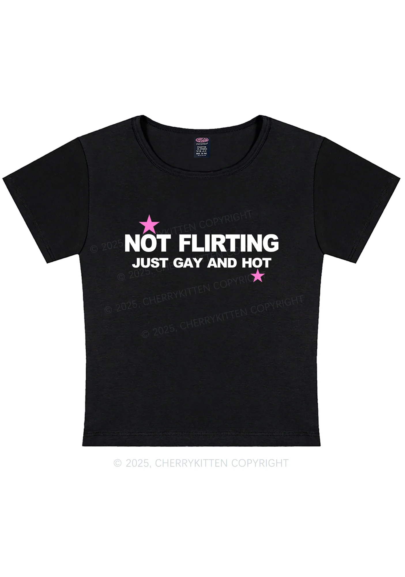 Not Flirting Pride Y2K Baby Tee Cherrykitten - Image 3