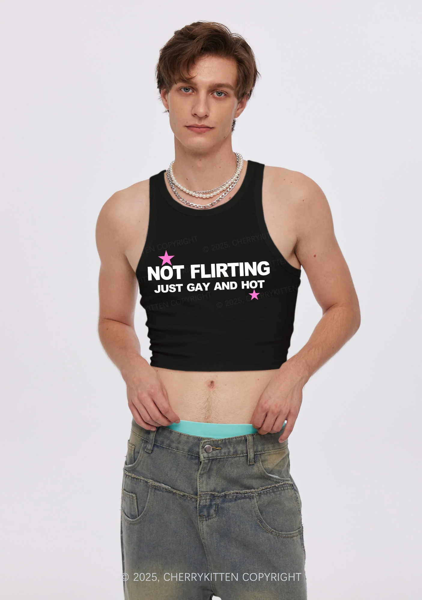 Not Flirting Pride Y2K Crop Tank Top Cherrykitten - Image 2