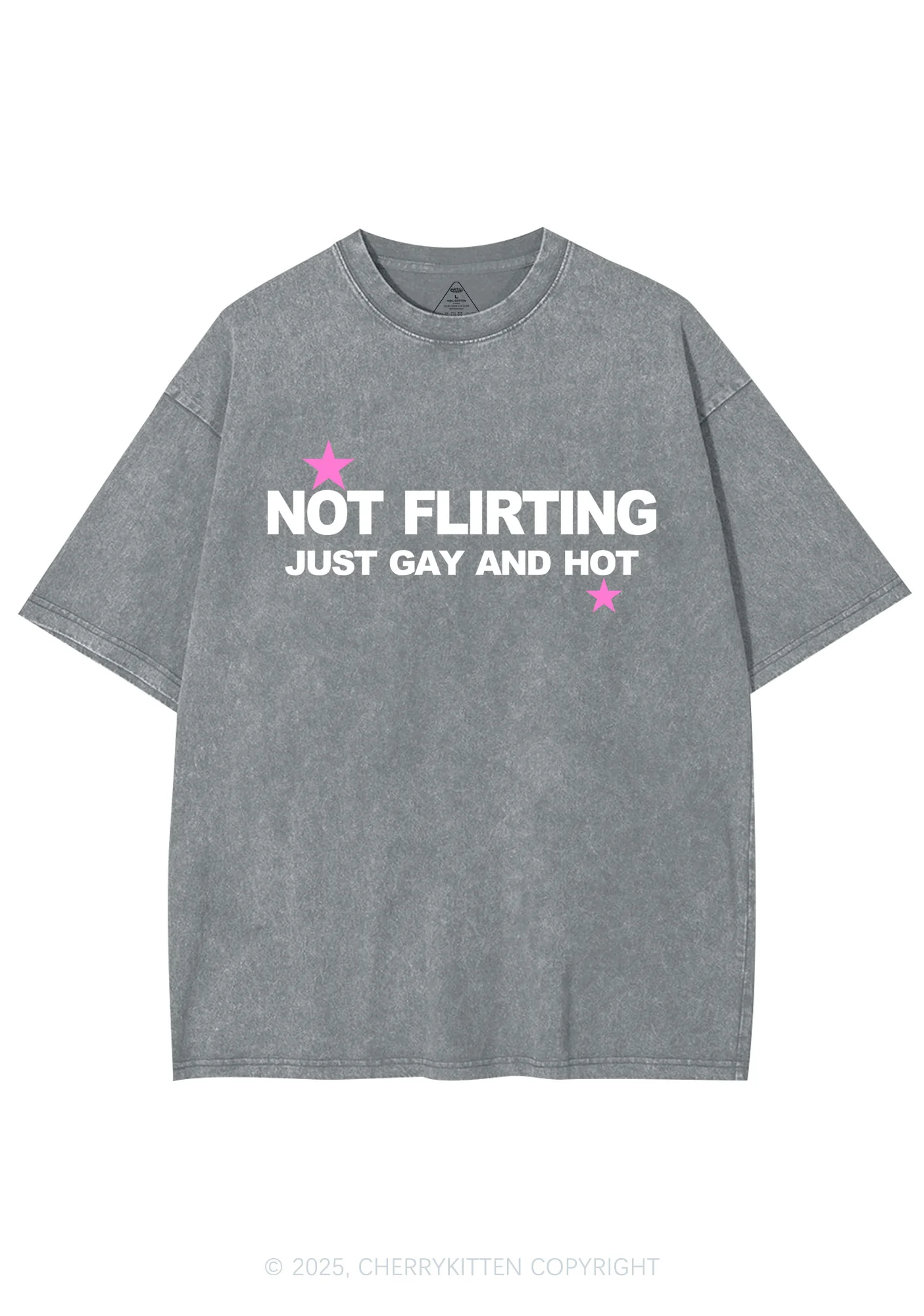 Not Flirting Y2K Shirts Washed Tee Cherrykitten - Image 8