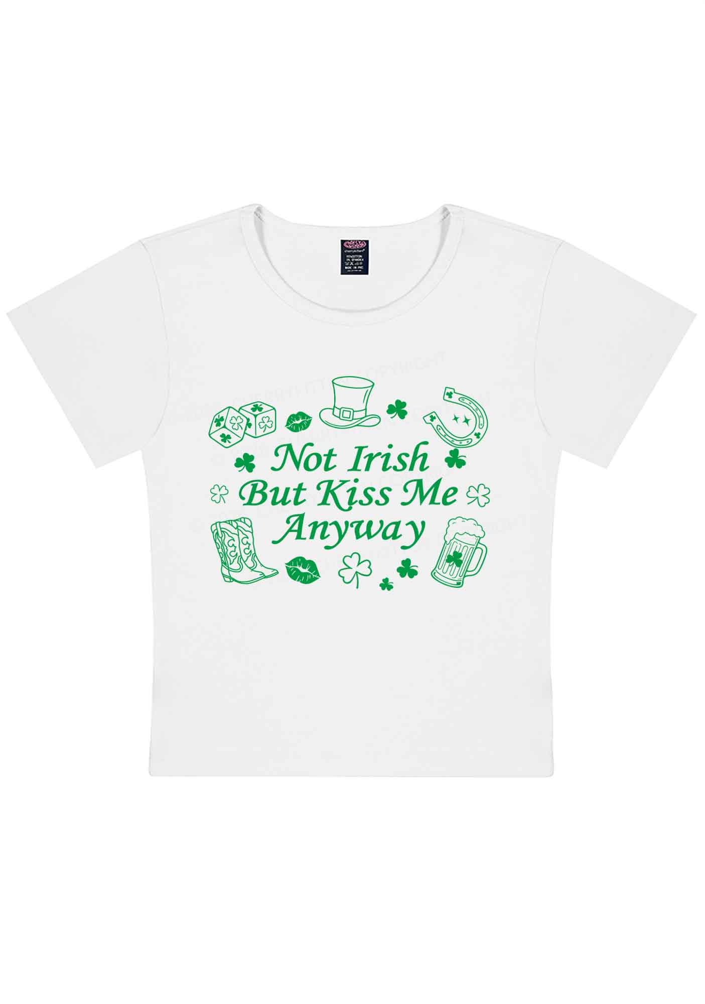 Not Irish Kiss Me Anyway St Patricks Y2K Baby Tee Cherrykitten - Image 4