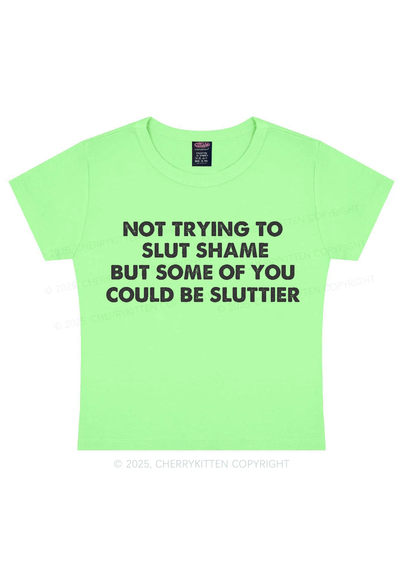 Not Trying To Slxt Shame Y2K Baby Tee Cherrykitten - Image 10