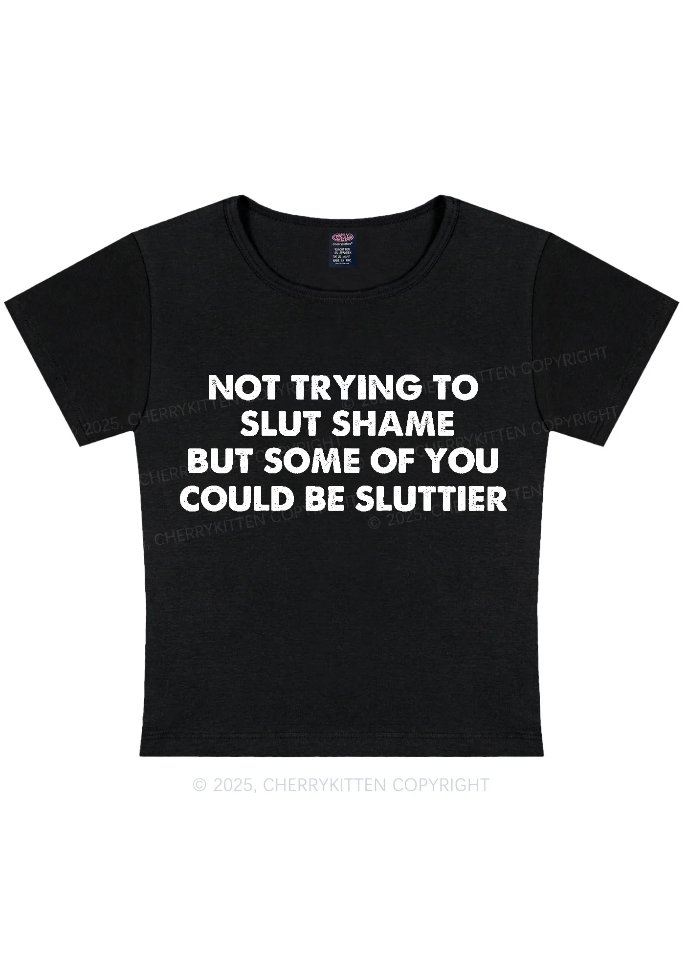 Not Trying To Slxt Shame Y2K Baby Tee Cherrykitten - Image 3
