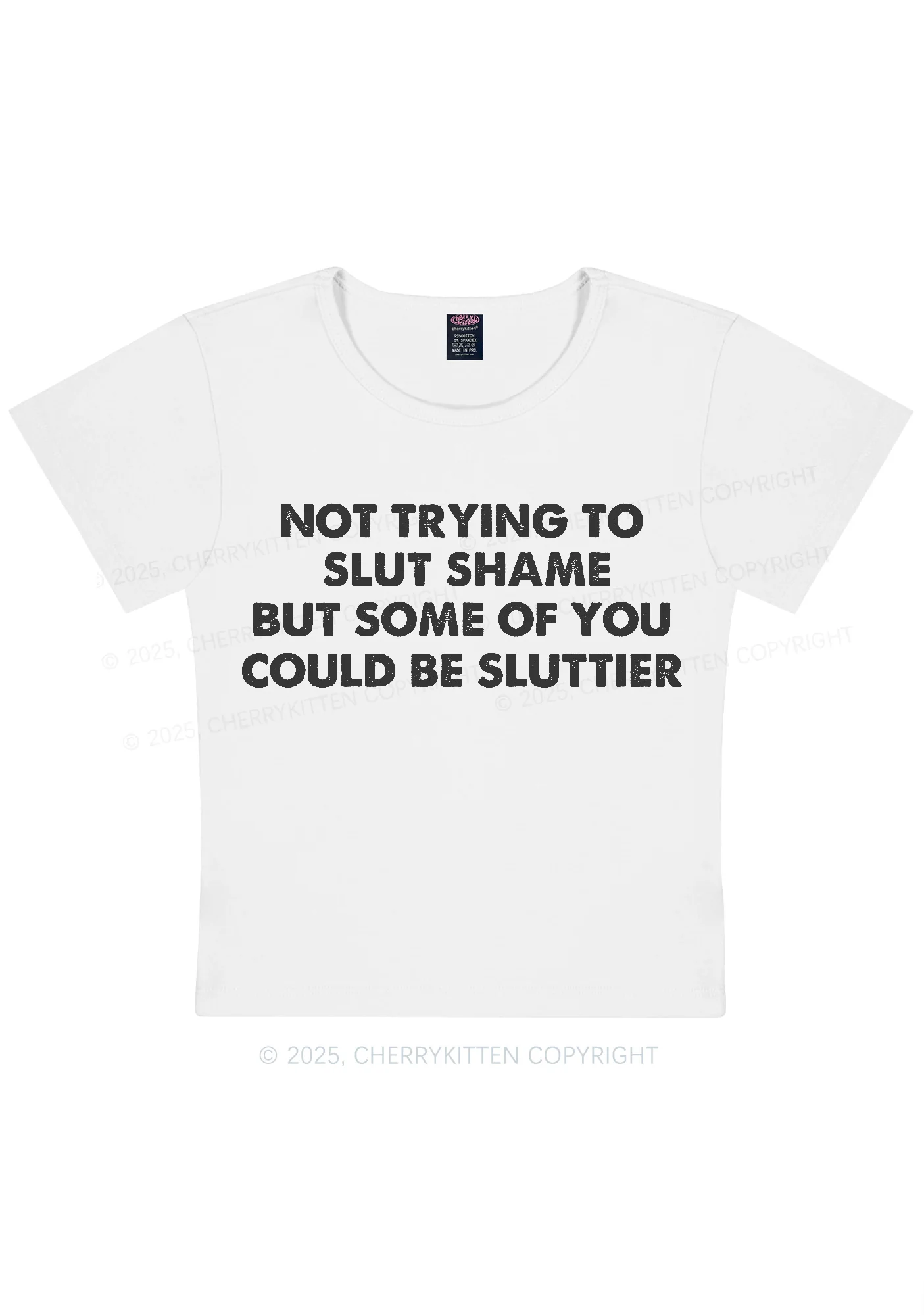 Not Trying To Slxt Shame Y2K Baby Tee Cherrykitten - Image 5