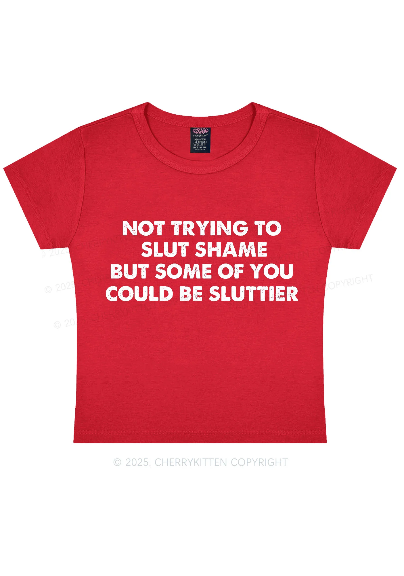 Not Trying To Slxt Shame Y2K Baby Tee Cherrykitten - Image 6