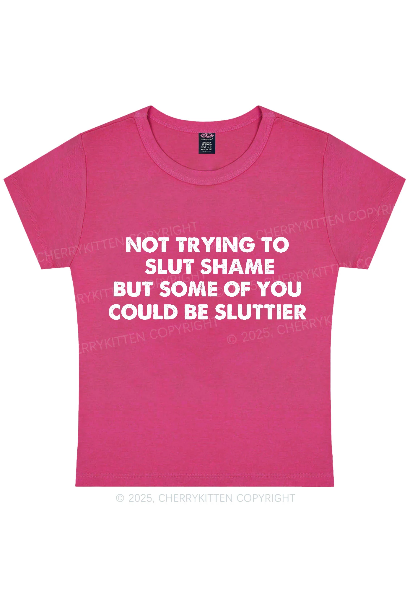 Not Trying To Slxt Shame Y2K Baby Tee Cherrykitten - Image 7
