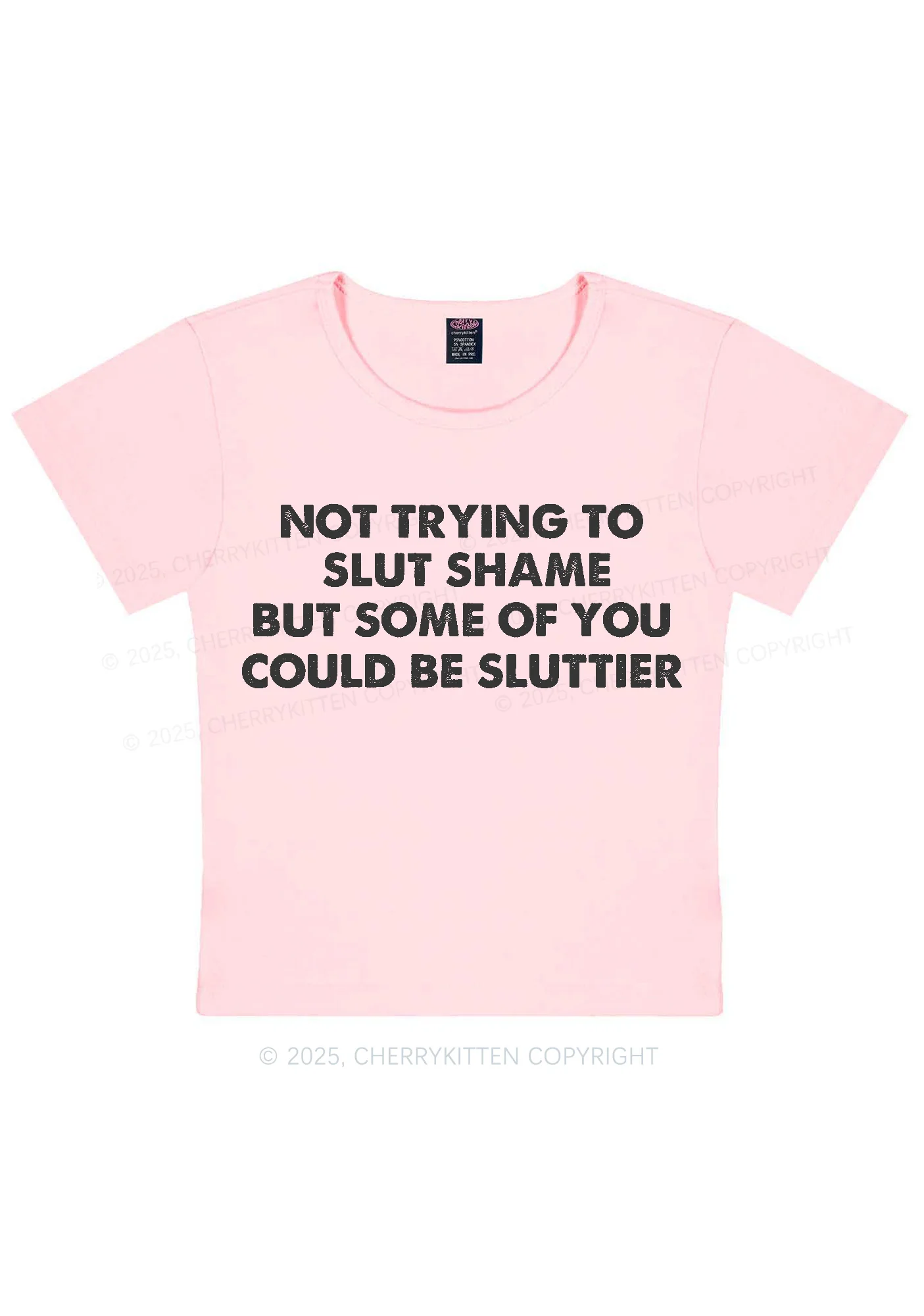 Not Trying To Slxt Shame Y2K Baby Tee Cherrykitten - Image 9