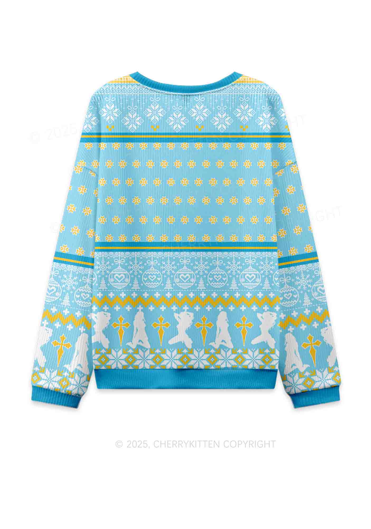 Not Trying To Slxt Shame Y2K Christmas Knit Sweatshirt Cherrykitten - Image 2
