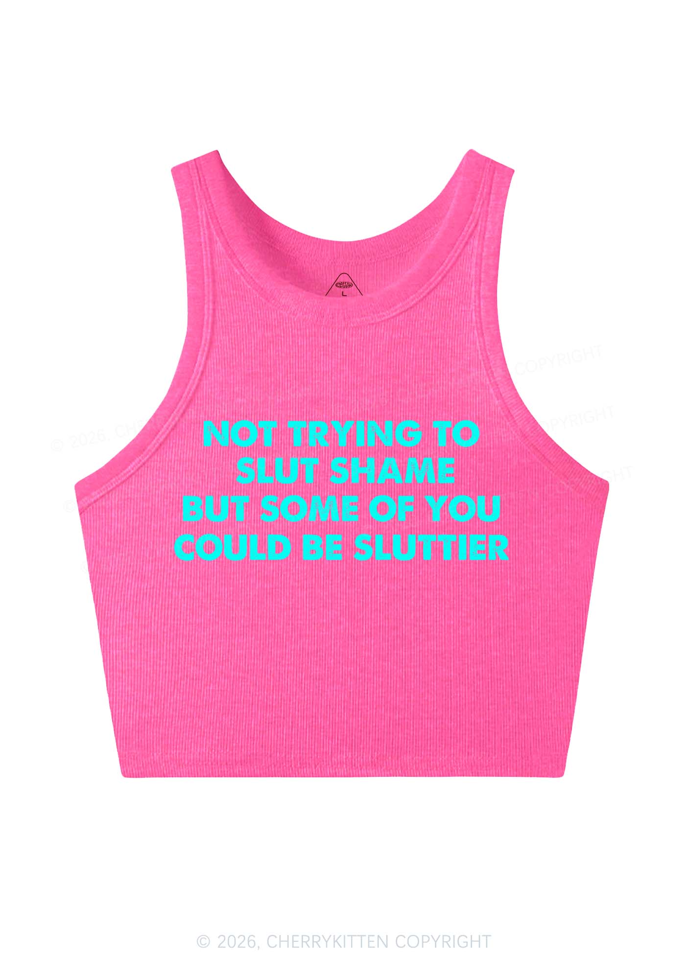 Not Trying To Slxt Shame Y2K Crop Tank Top Cherrykitten - Image 3