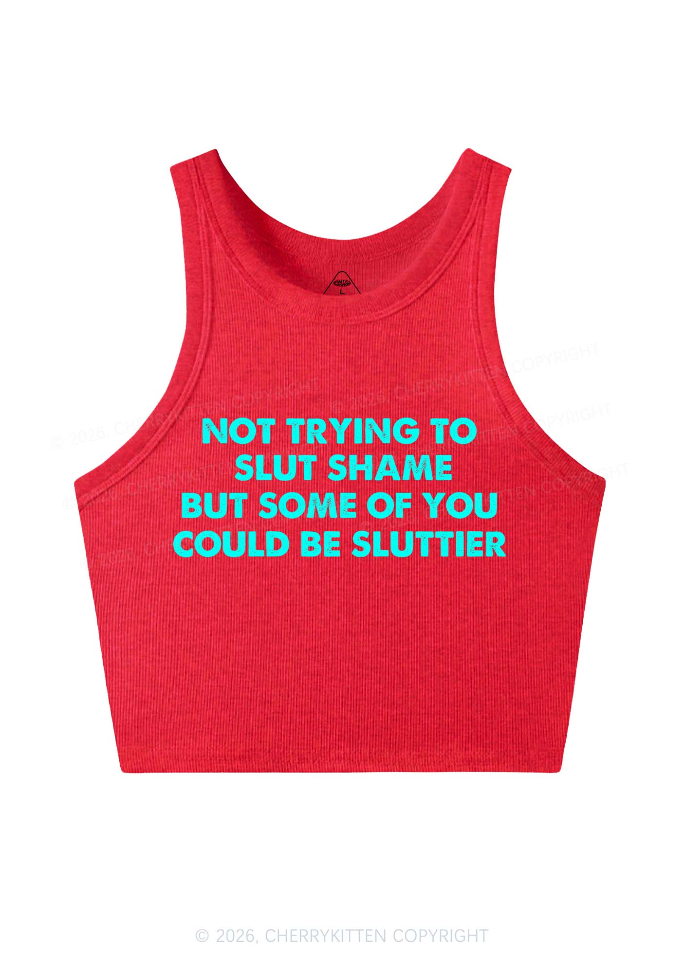 Not Trying To Slxt Shame Y2K Crop Tank Top Cherrykitten - Image 4