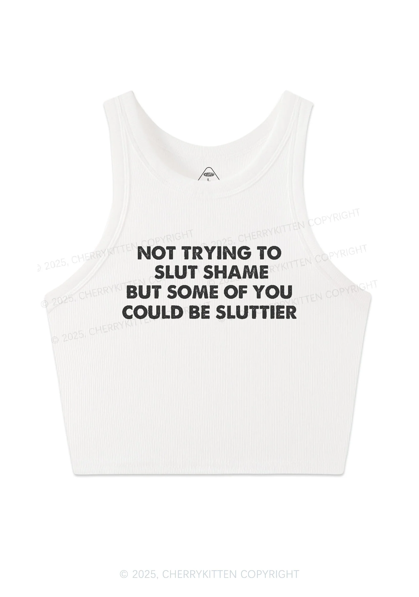 Not Trying To Slxt Shame Y2K Crop Tank Top Cherrykitten - Image 5