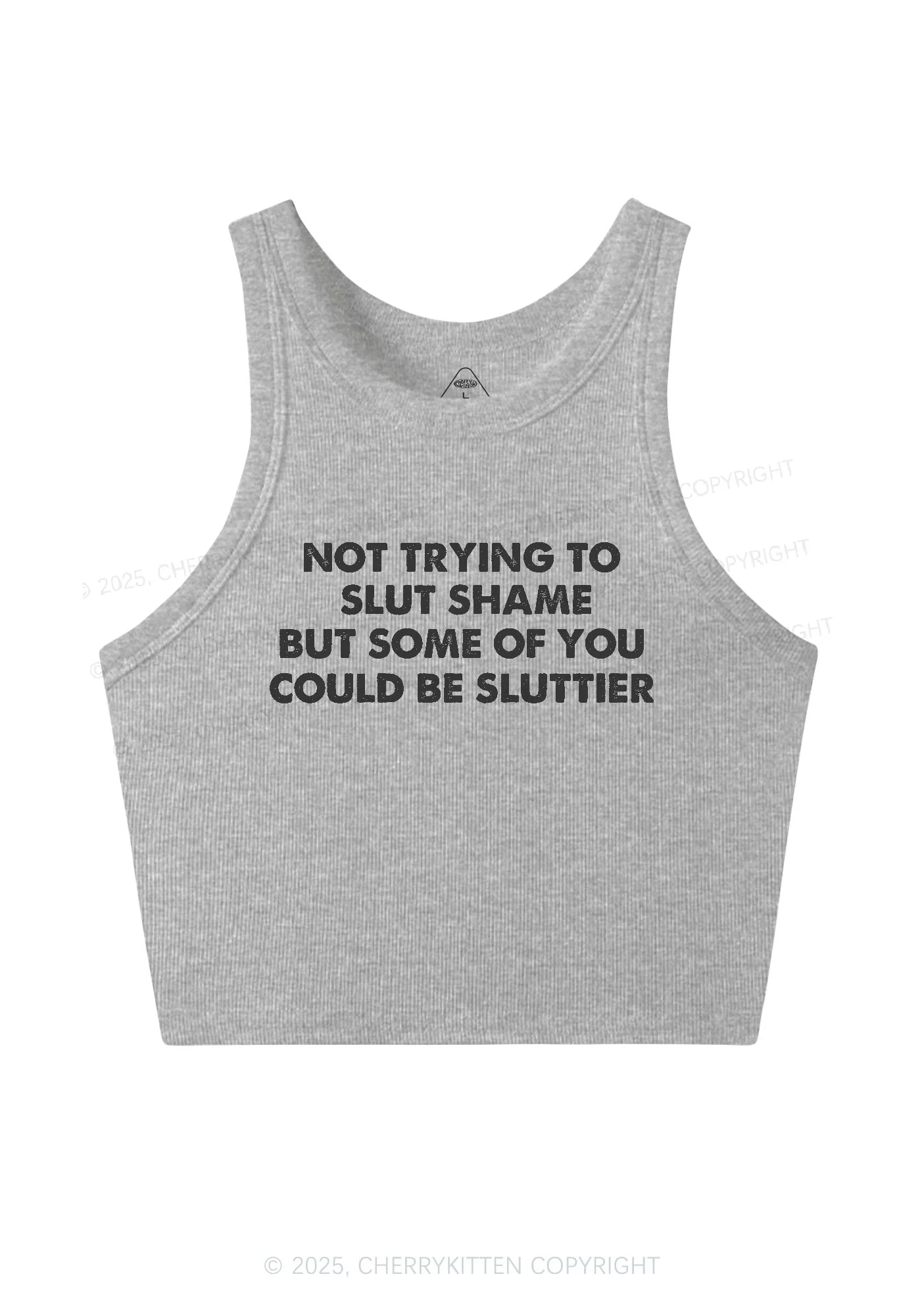 Not Trying To Slxt Shame Y2K Crop Tank Top Cherrykitten - Image 8