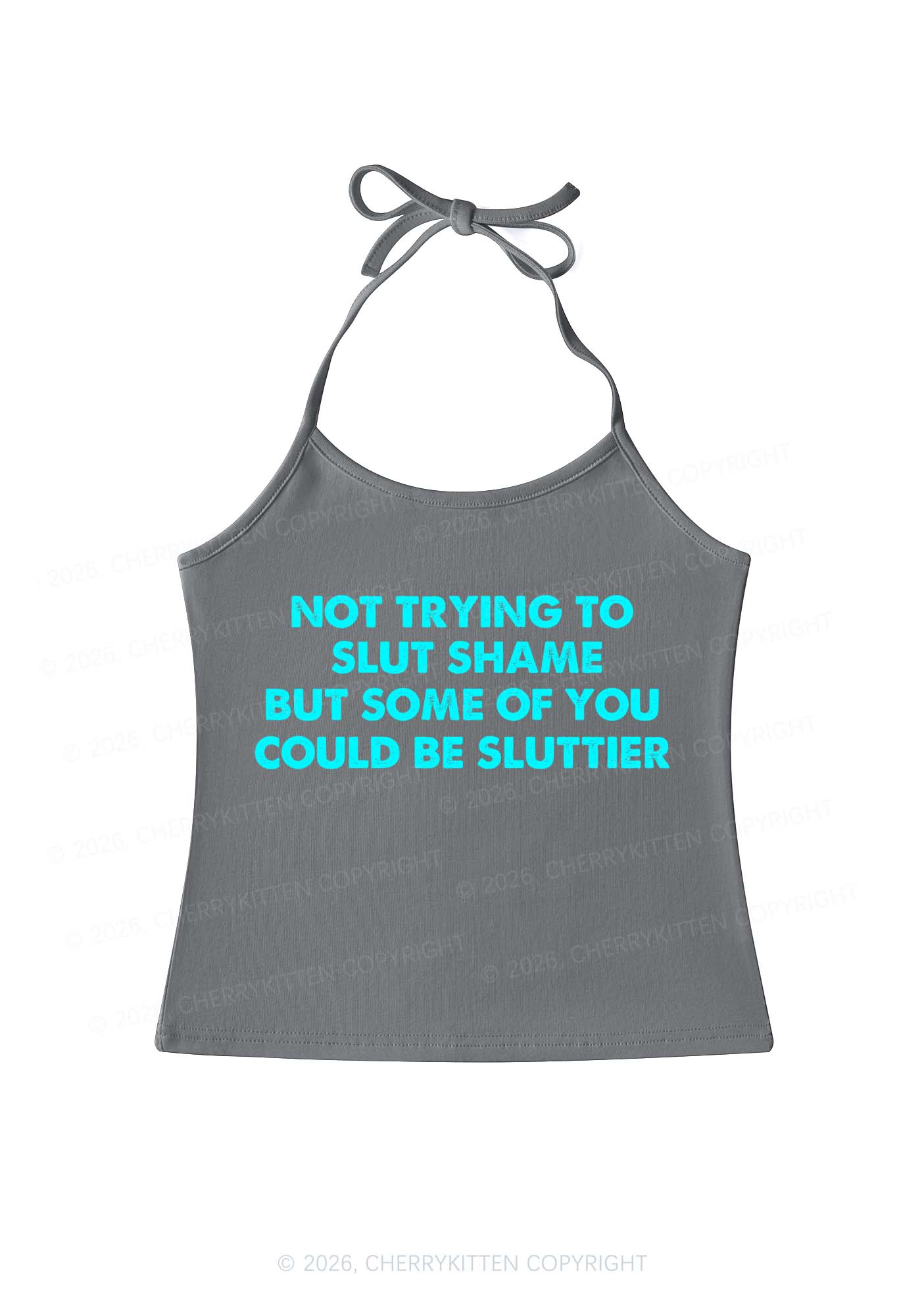 Not Trying To Slxt Shame Y2K Halter Neck Cami Cherrykitten - Image 10