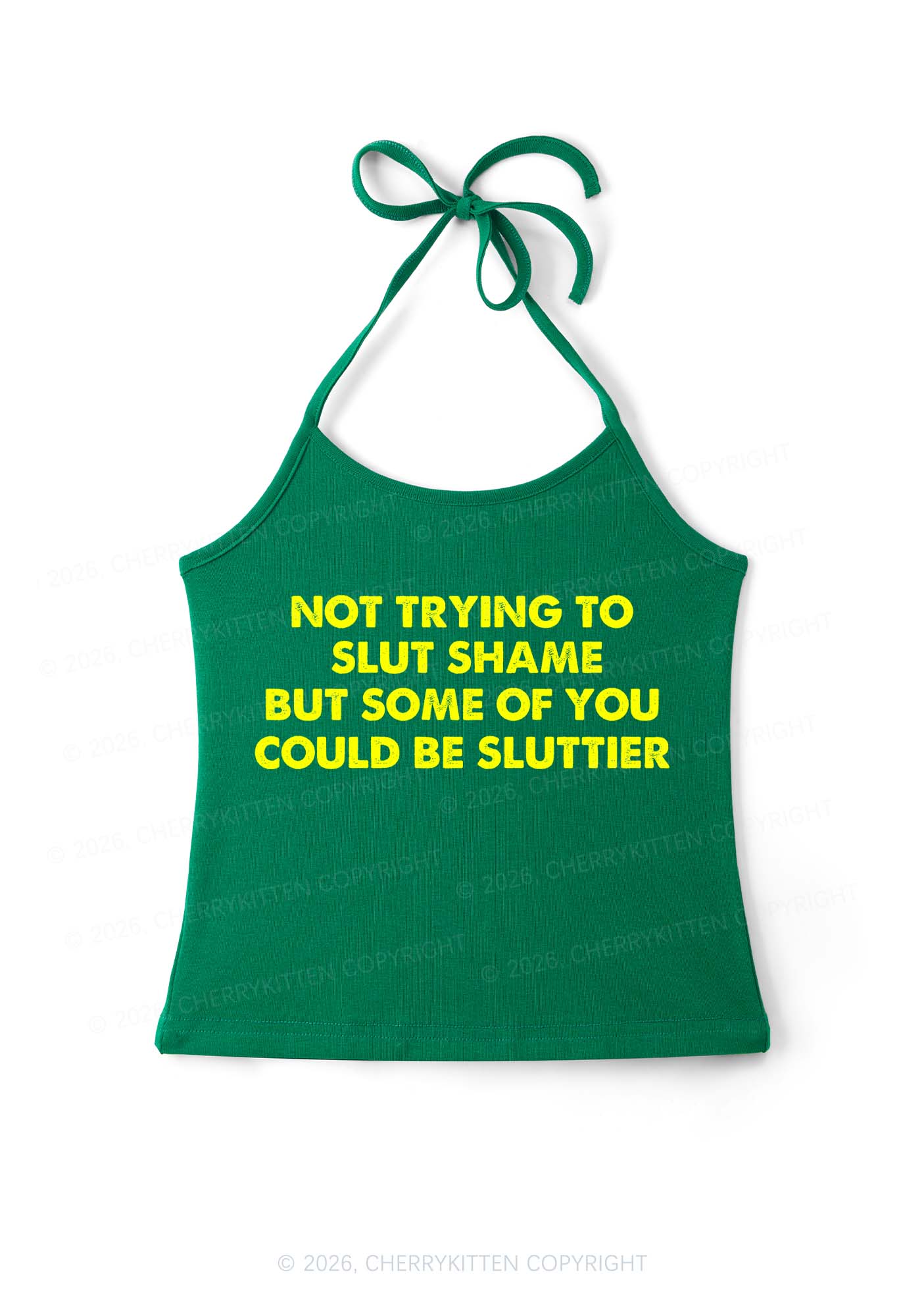 Not Trying To Slxt Shame Y2K Halter Neck Cami Cherrykitten - Image 11