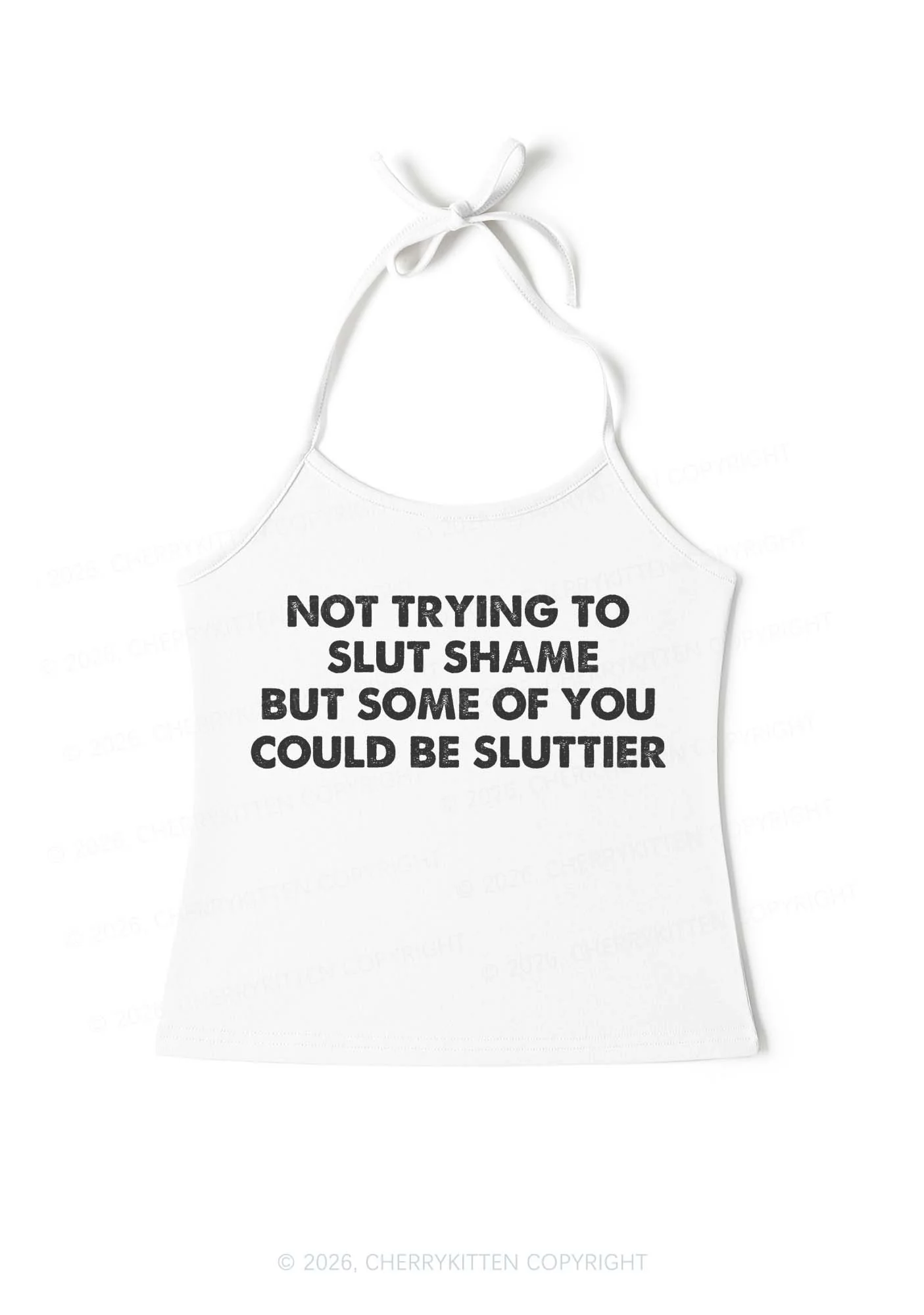 Not Trying To Slxt Shame Y2K Halter Neck Cami Cherrykitten - Image 4