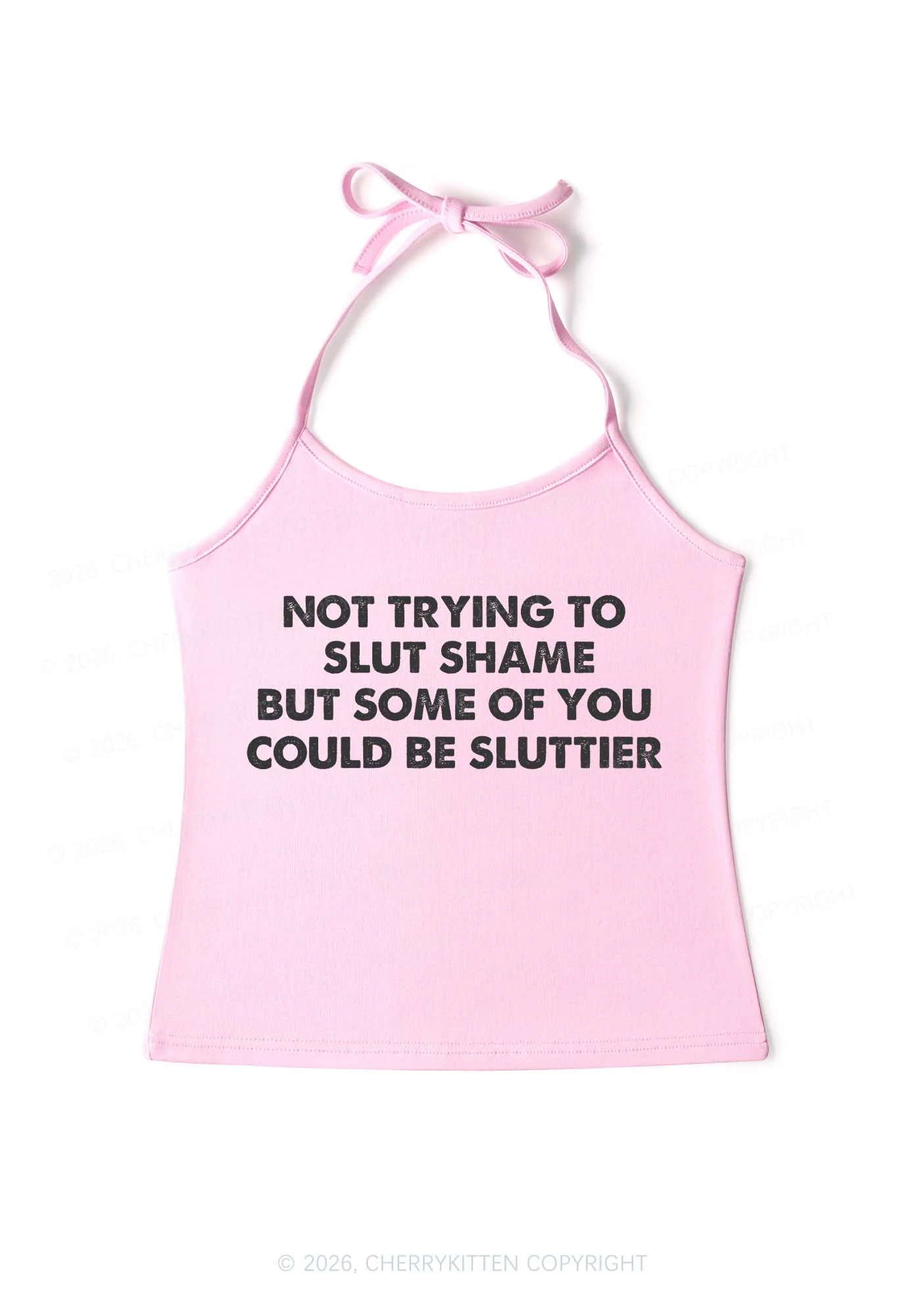 Not Trying To Slxt Shame Y2K Halter Neck Cami Cherrykitten - Image 5
