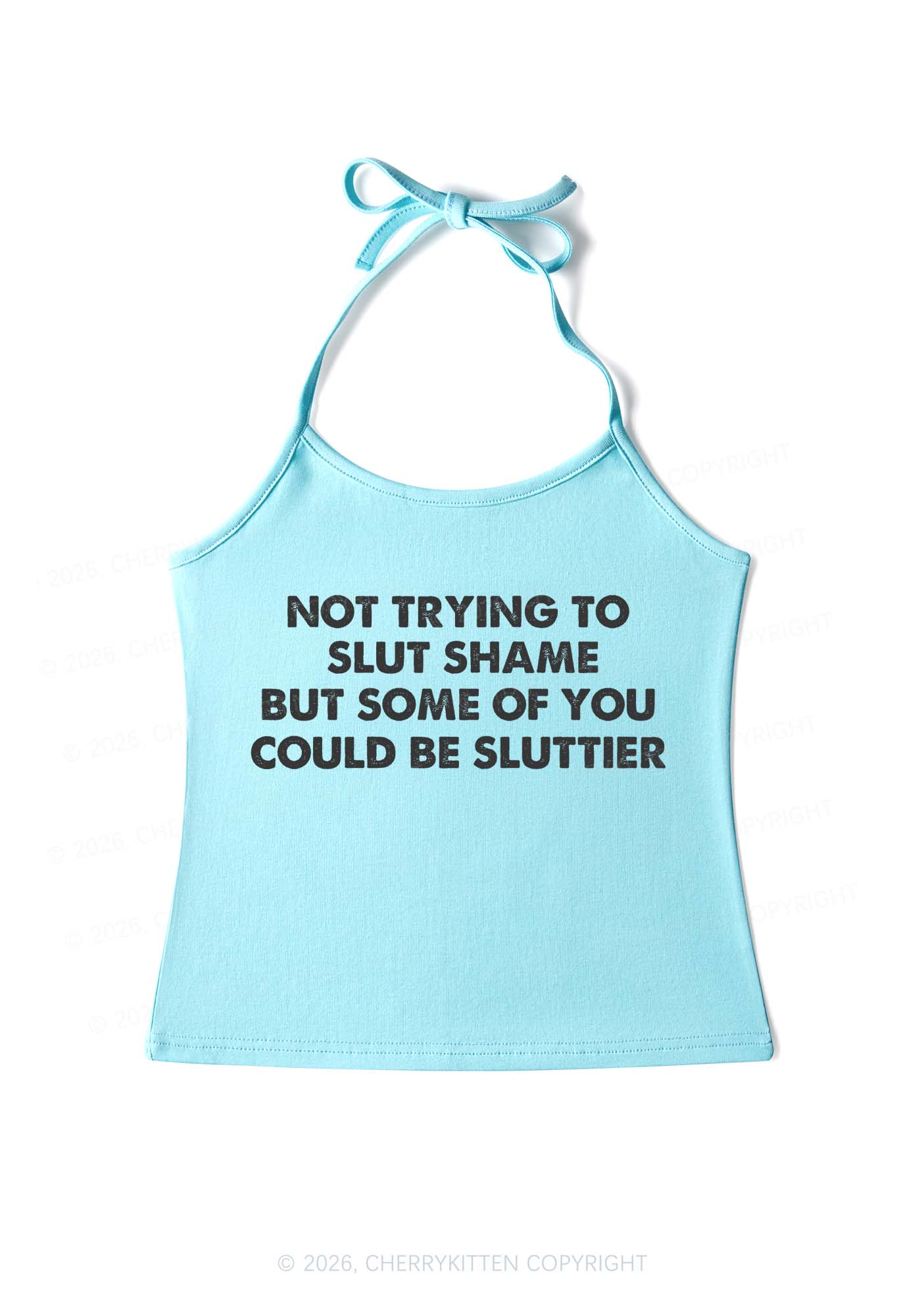 Not Trying To Slxt Shame Y2K Halter Neck Cami Cherrykitten - Image 6