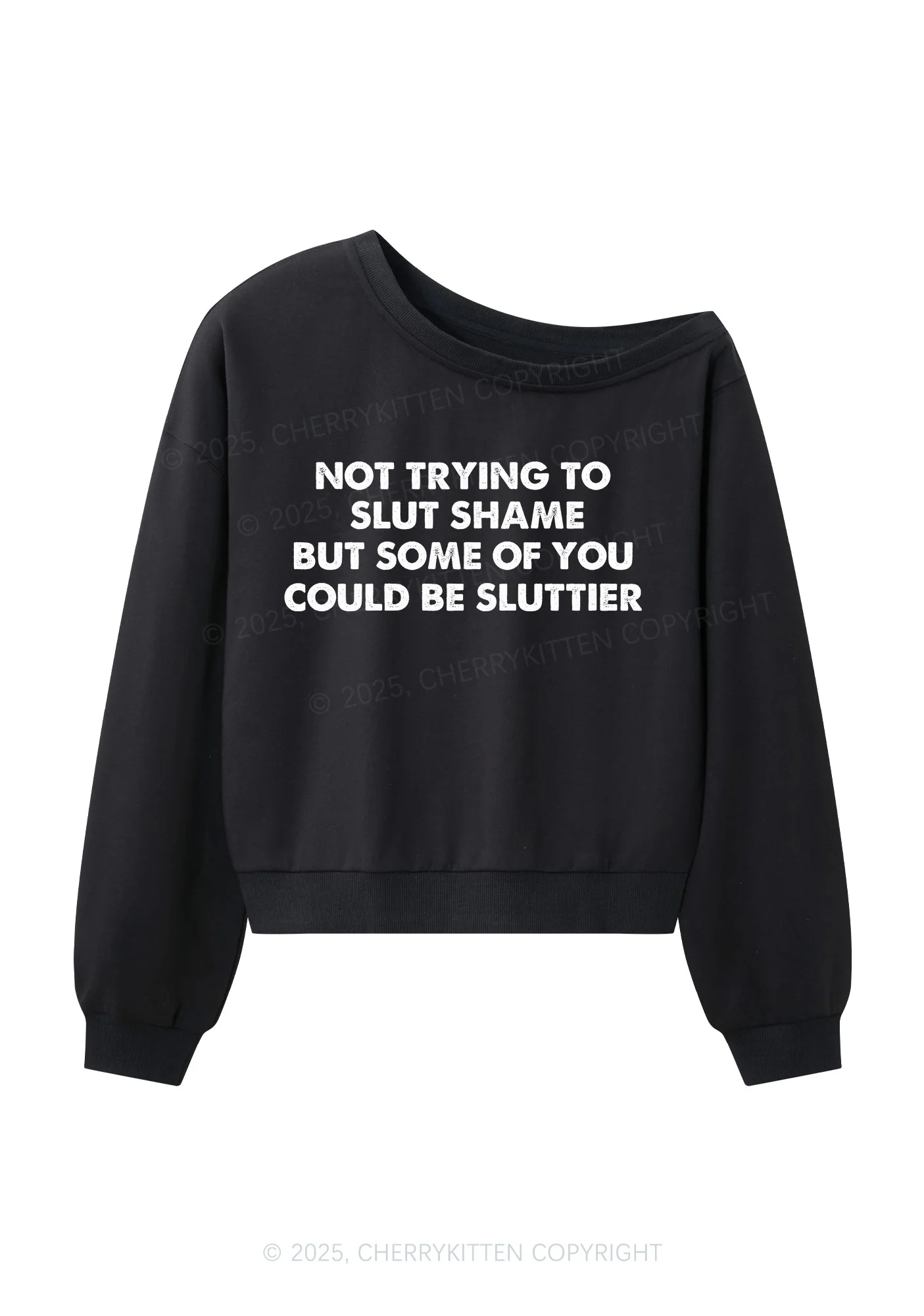 Not Trying To Slxt Shame Y2K Off Shoulder Sweatshirts Cherrykitten - Image 3