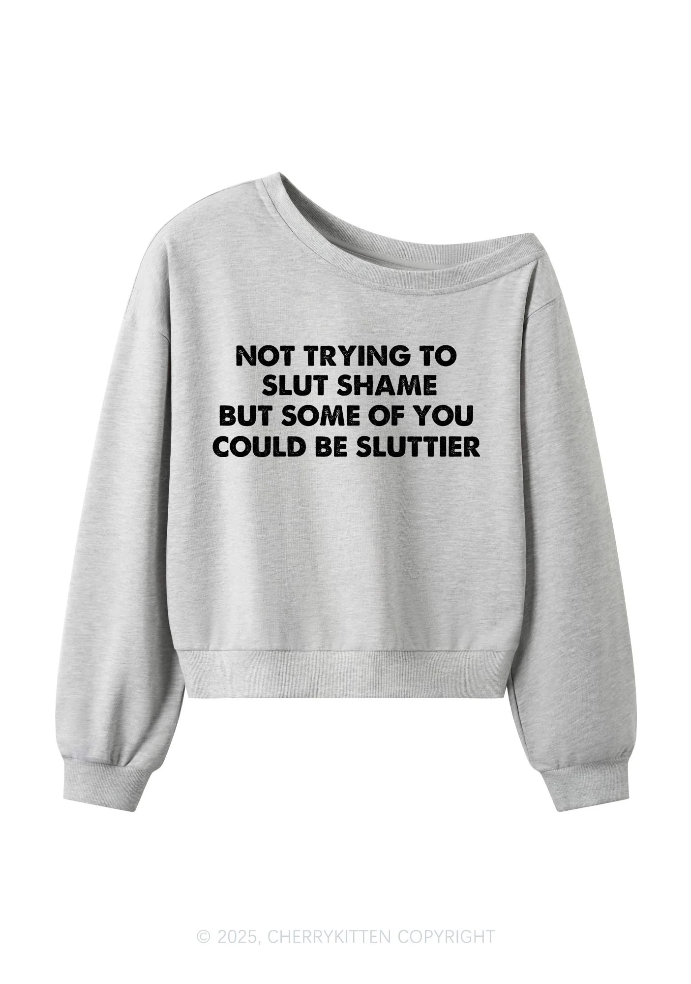 Not Trying To Slxt Shame Y2K Off Shoulder Sweatshirts Cherrykitten - Image 4