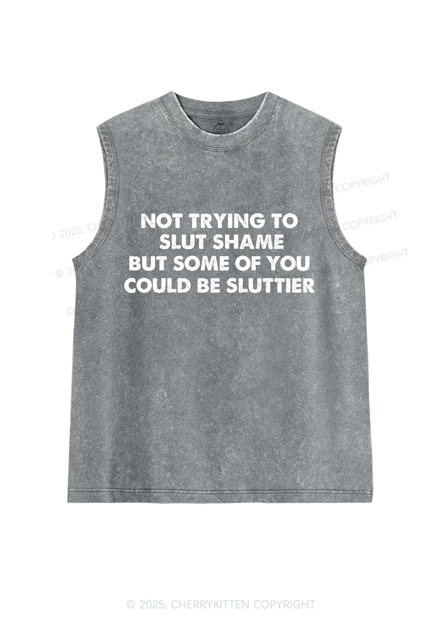 Not Trying To Slxt Shame Y2K Washed Tank Cherrykitten - Image 5
