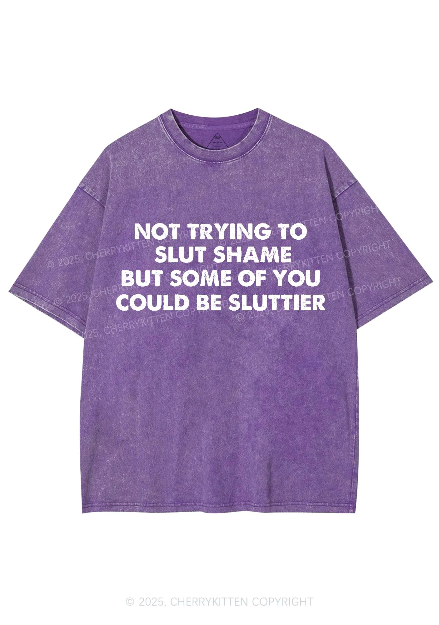 Not Trying To Slxt Shame Y2K Washed Tee Cherrykitten - Image 4