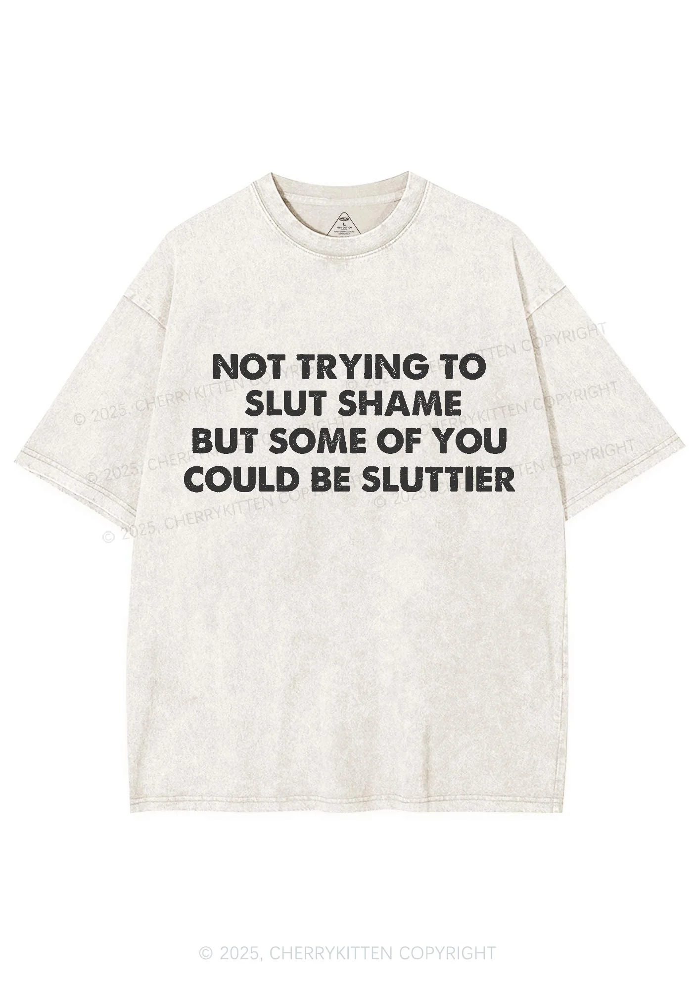 Not Trying To Slxt Shame Y2K Washed Tee Cherrykitten - Image 5