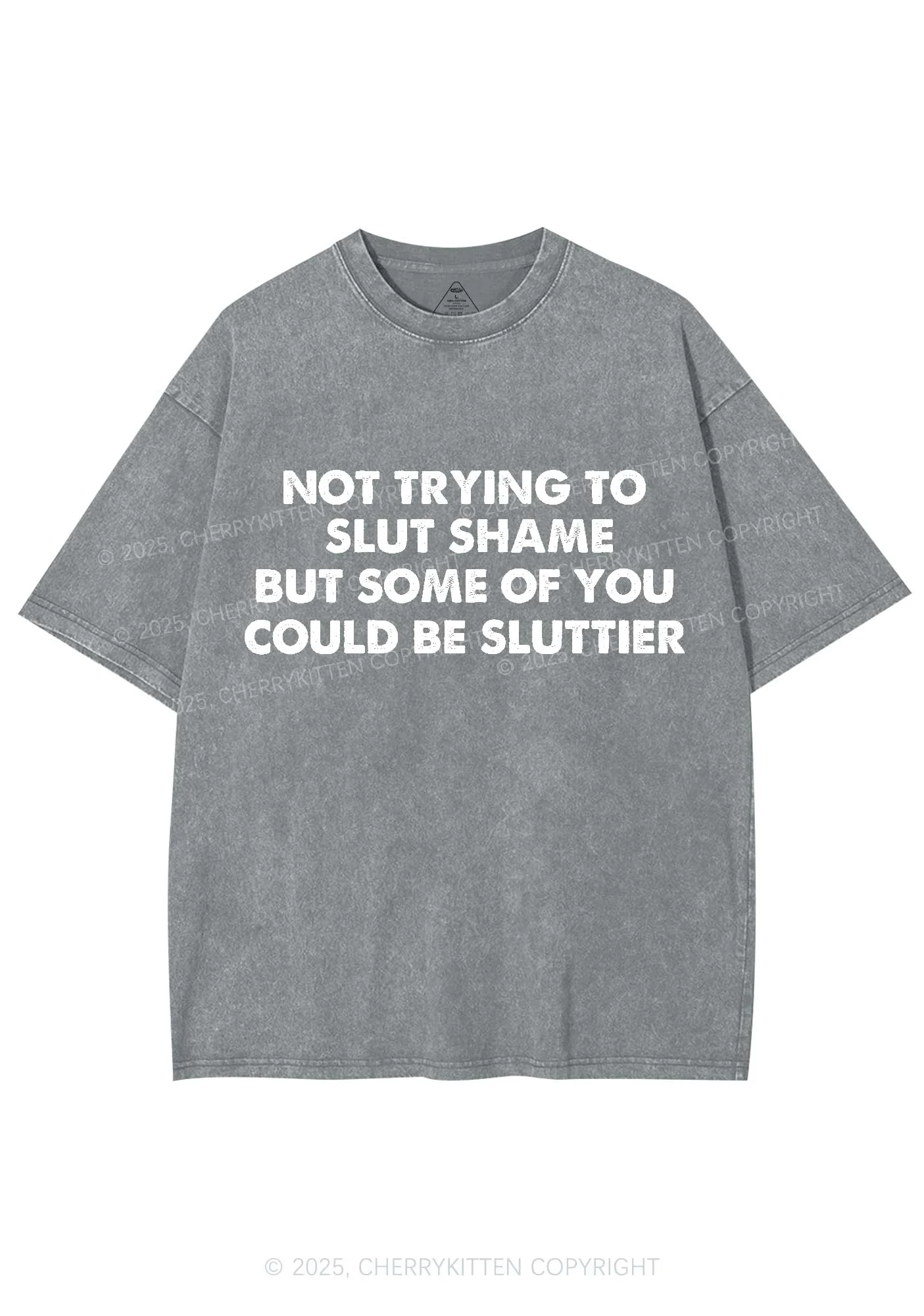 Not Trying To Slxt Shame Y2K Washed Tee Cherrykitten - Image 6