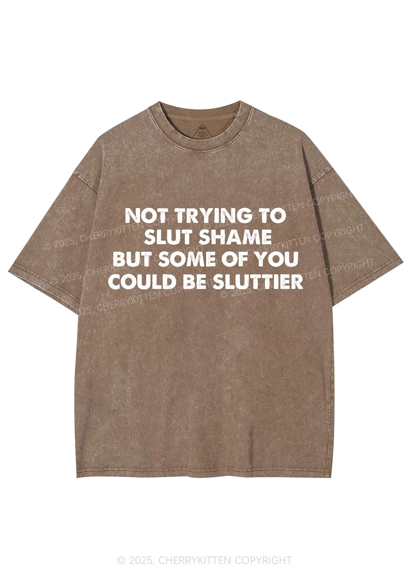 Not Trying To Slxt Shame Y2K Washed Tee Cherrykitten - Image 7