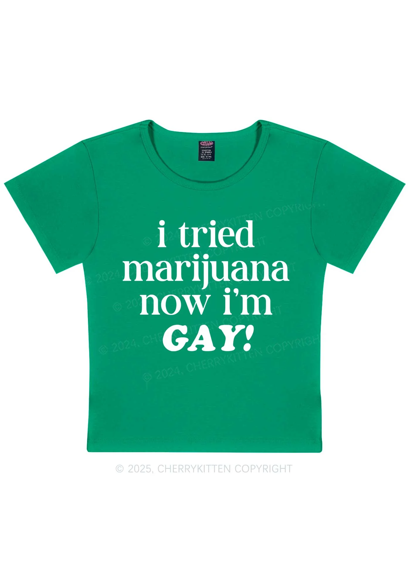 Now Im Gay Y2K Baby Tee Cherrykitten - Image 10