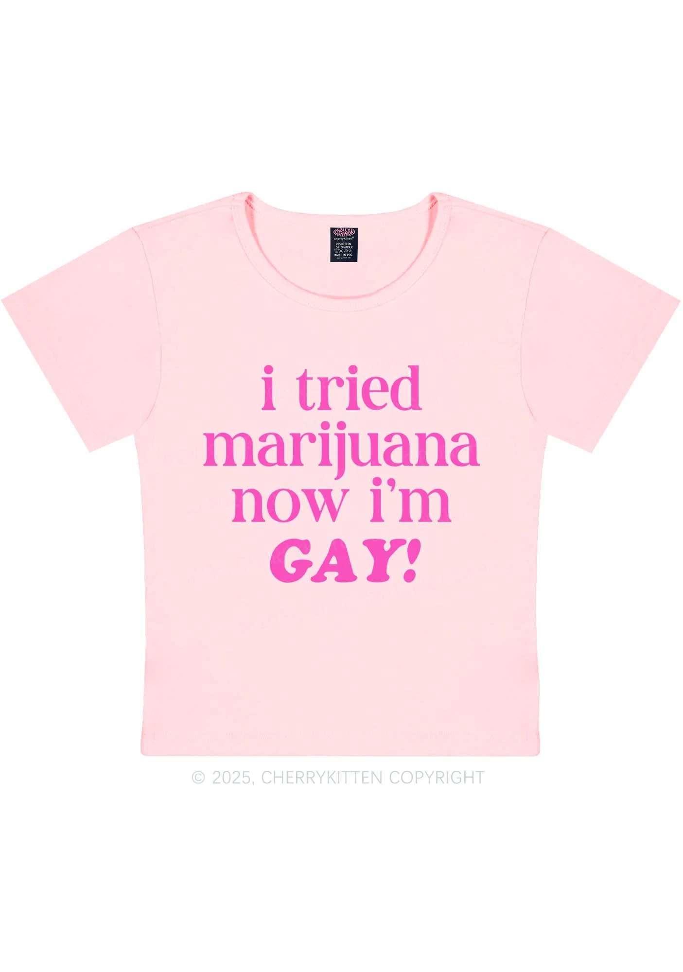 Now Im Gay Y2K Baby Tee Cherrykitten - Image 11