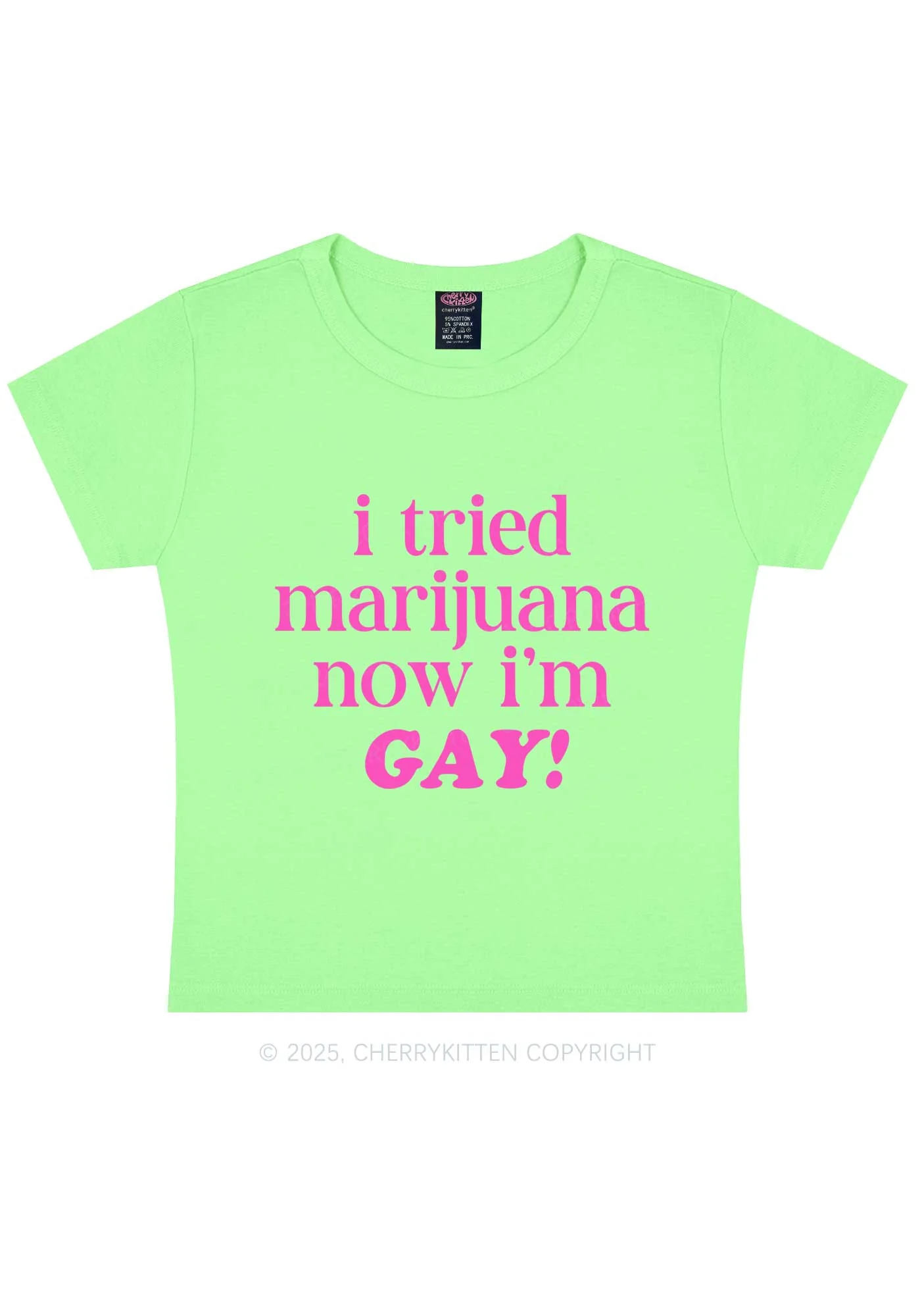 Now Im Gay Y2K Baby Tee Cherrykitten - Image 12