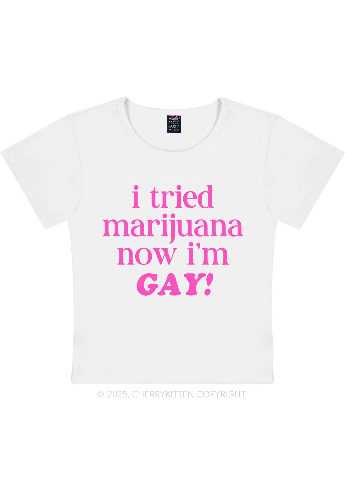 Now Im Gay Y2K Baby Tee Cherrykitten - Image 4