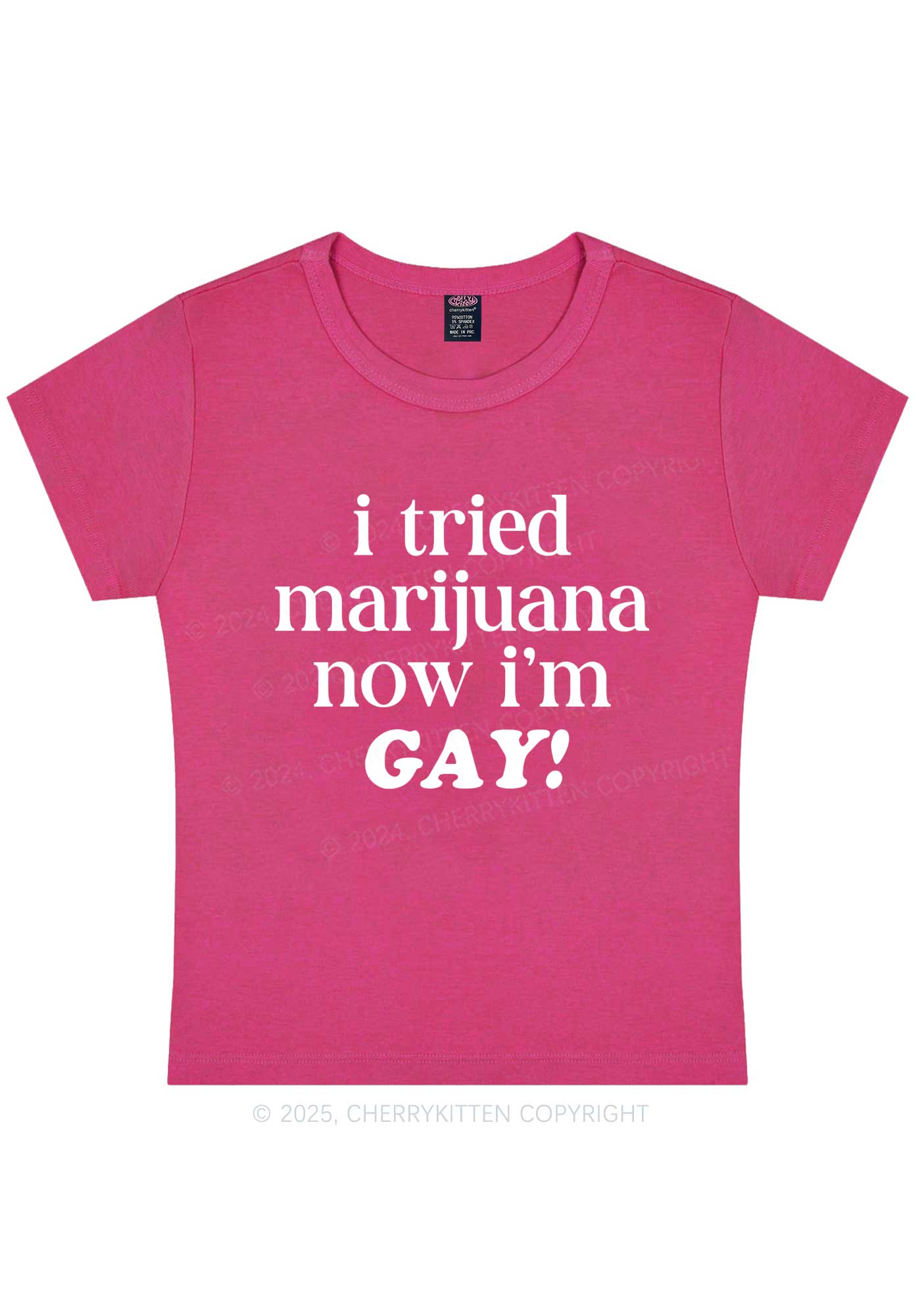 Now Im Gay Y2K Baby Tee Cherrykitten - Image 5