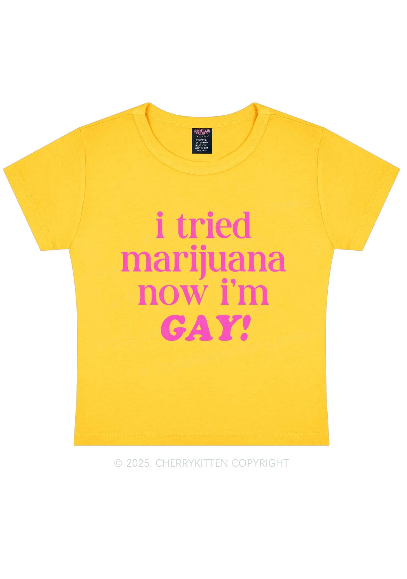 Now Im Gay Y2K Baby Tee Cherrykitten - Image 7