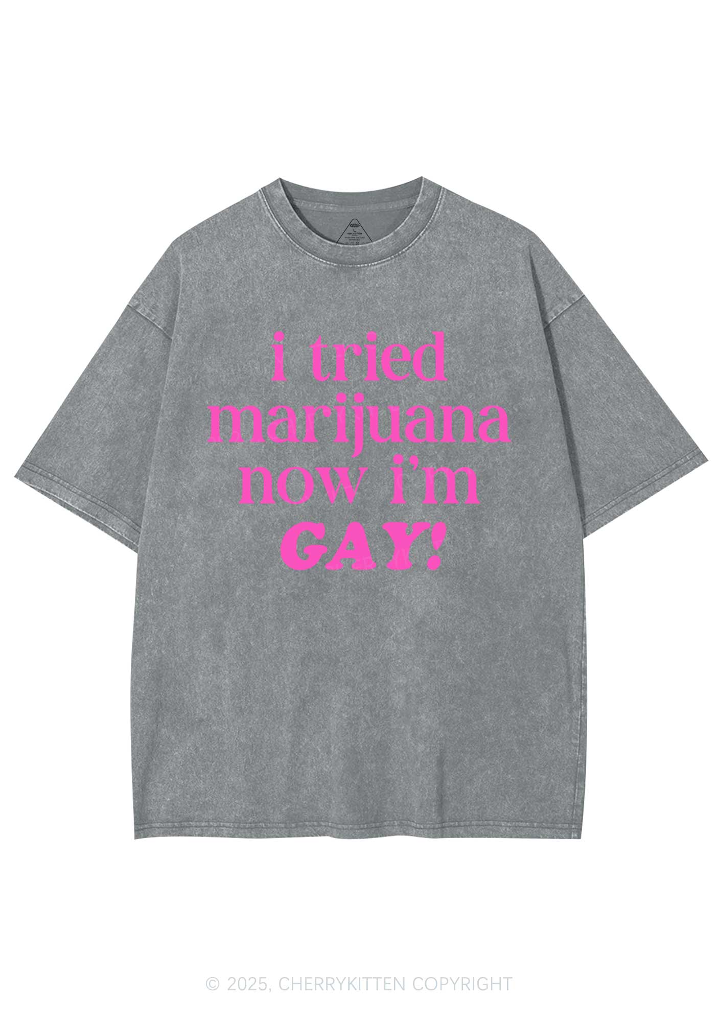 Now Im Gay Y2K Shirts Washed Tee Cherrykitten - Image 7