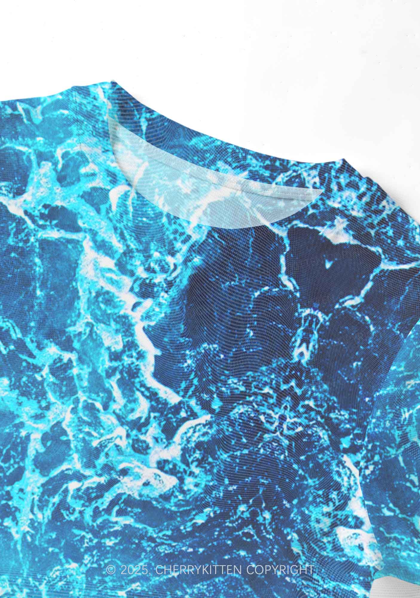 Ocean Wave Y2K Mesh Crop Top Cherrykitten - Image 3