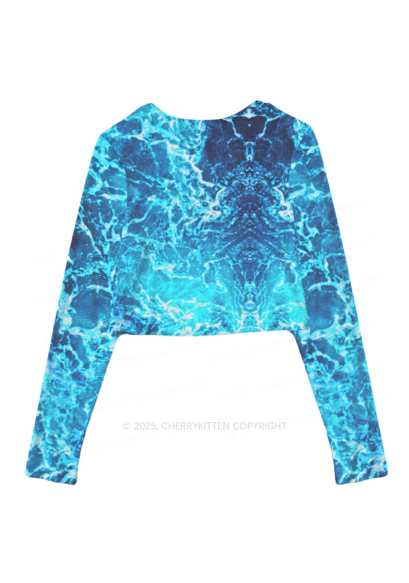 Ocean Wave Y2K Mesh Long Sleeve Crop Top Cherrykitten - Image 3