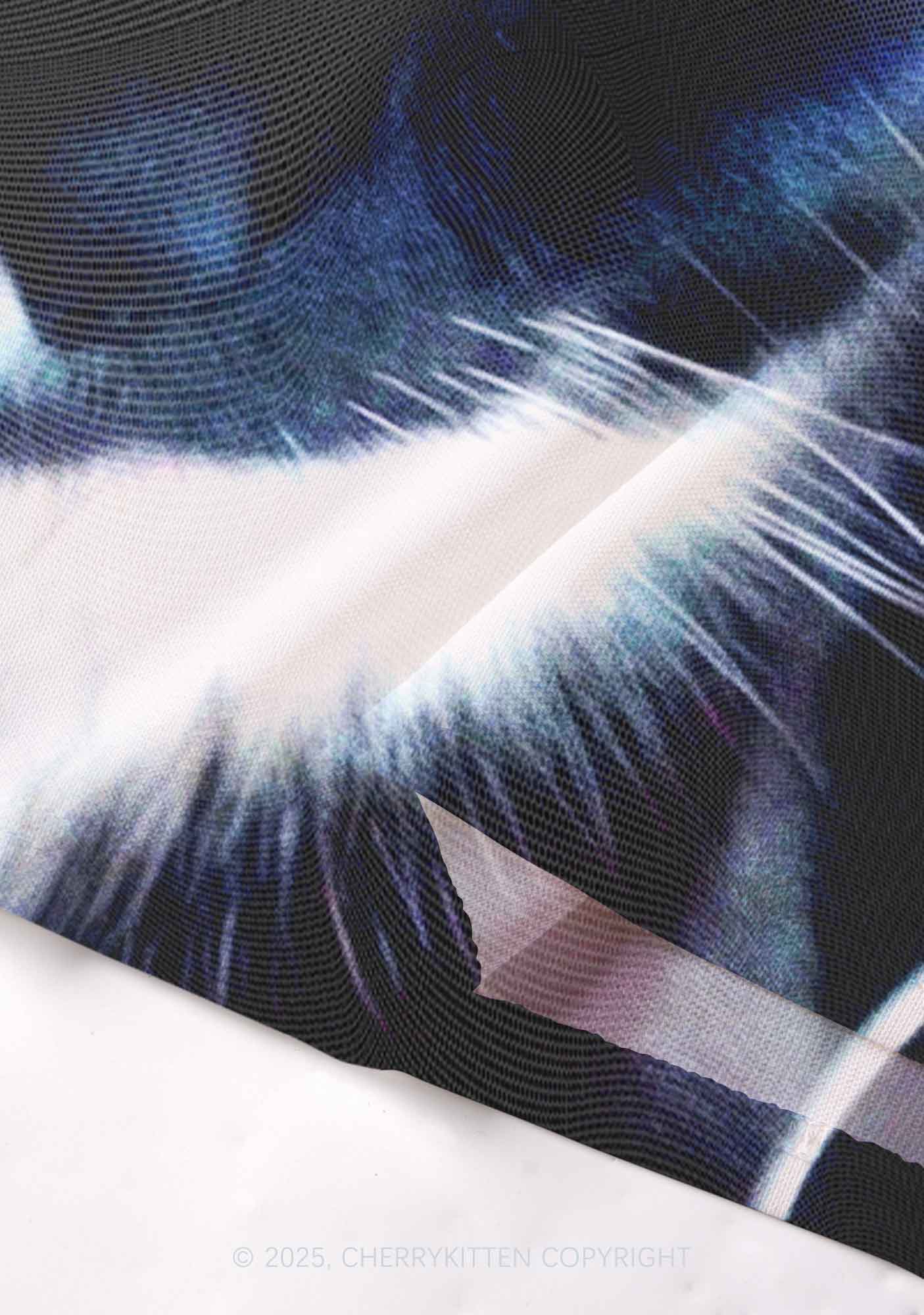 Odd Eyed Cat Y2K Mesh Long Sleeve Crop Top Cherrykitten - Image 5