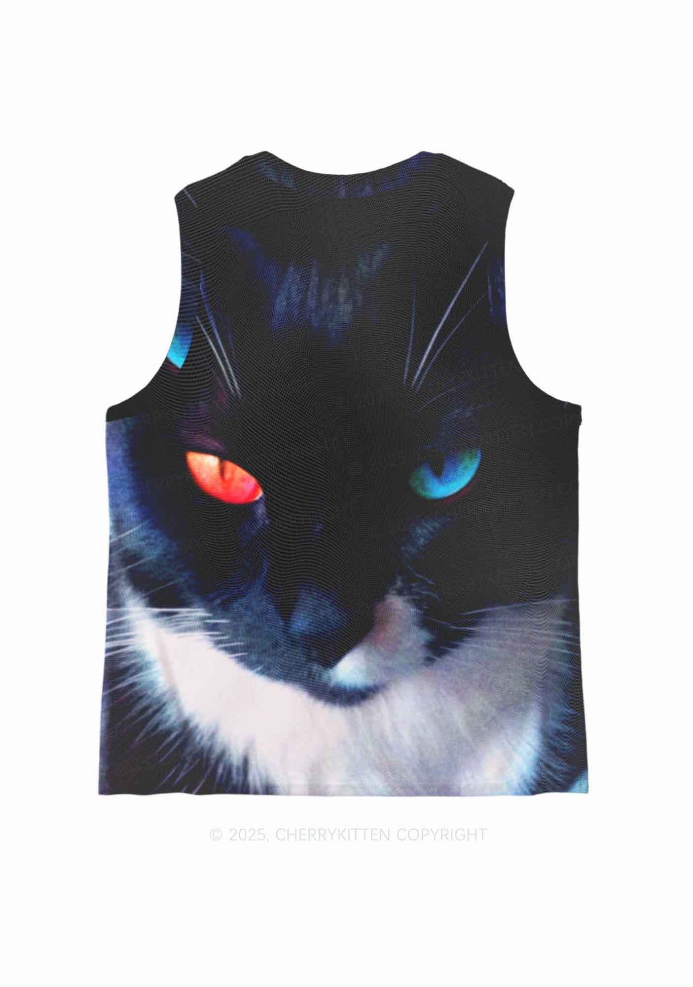 Odd Eyed Cat Y2K Mesh Muscle Tank Cherrykitten - Image 3