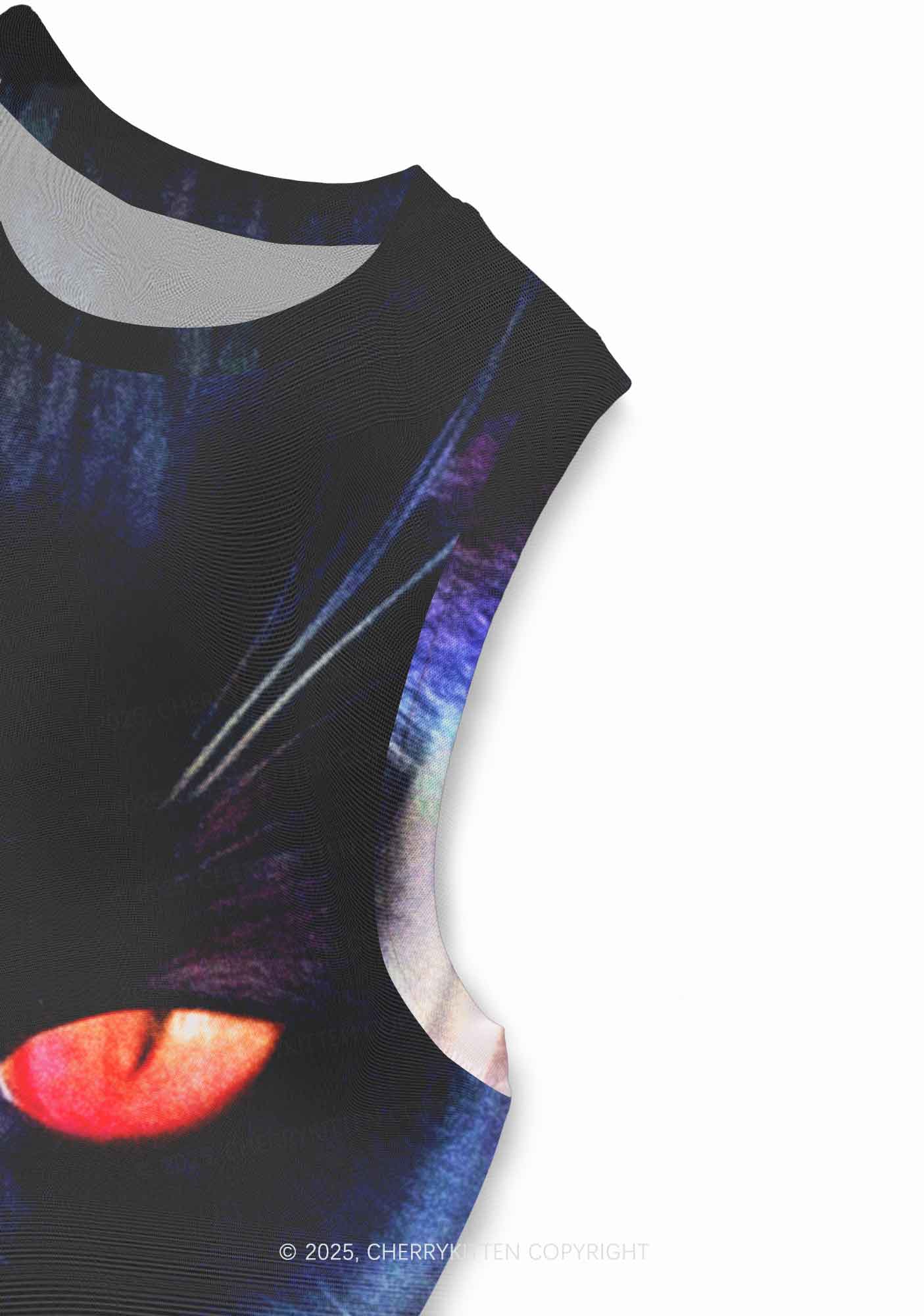 Odd Eyed Cat Y2K Mesh Muscle Tank Cherrykitten - Image 5
