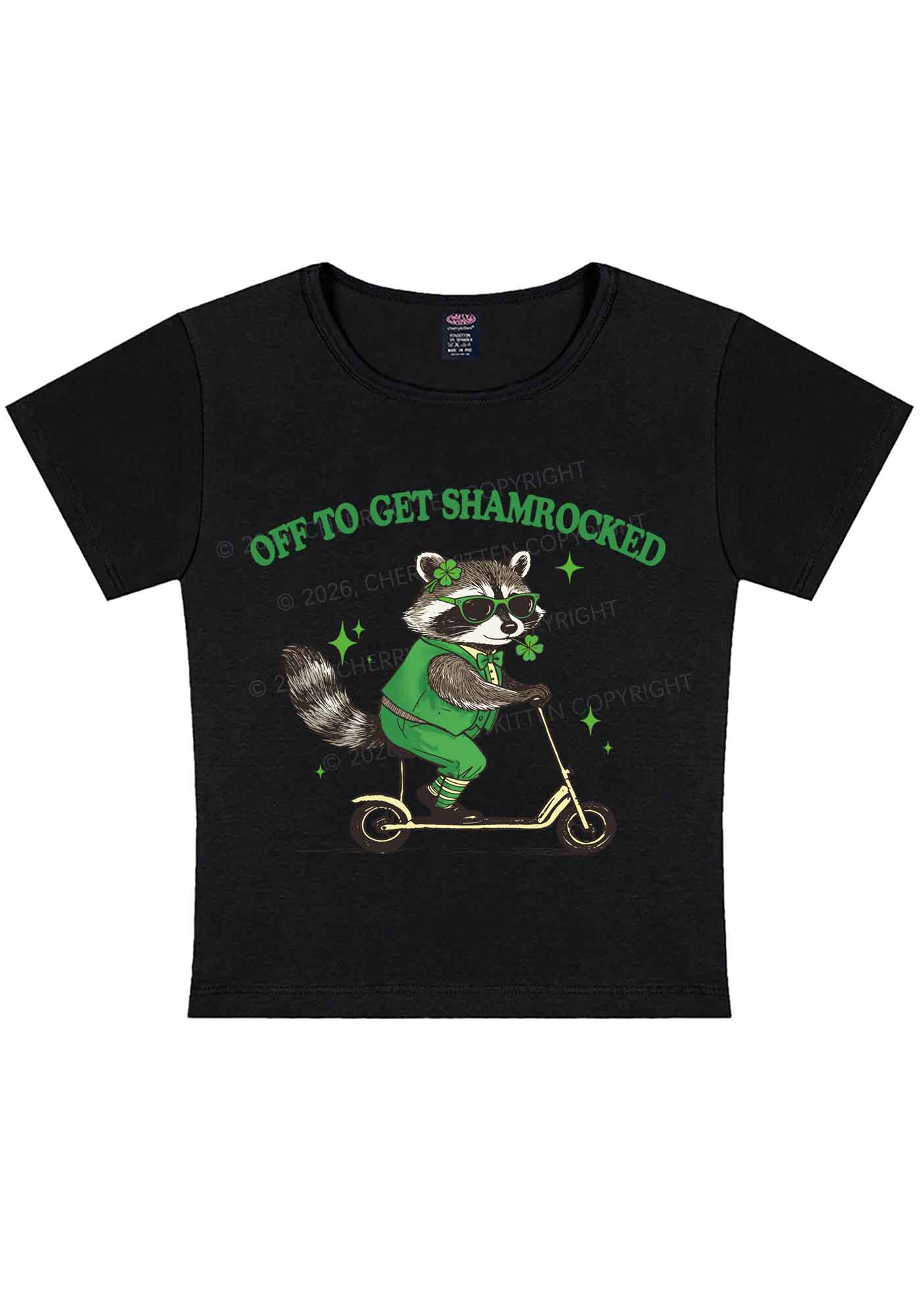Off To Get Shamrocked St Patricks Y2K Baby Tee Cherrykitten - Image 4