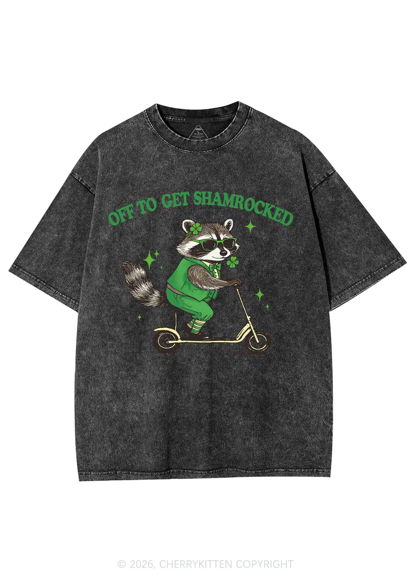Off To Get Shamrocked St Patricks Y2K Shirts Washed Tee Cherrykitten - Image 4